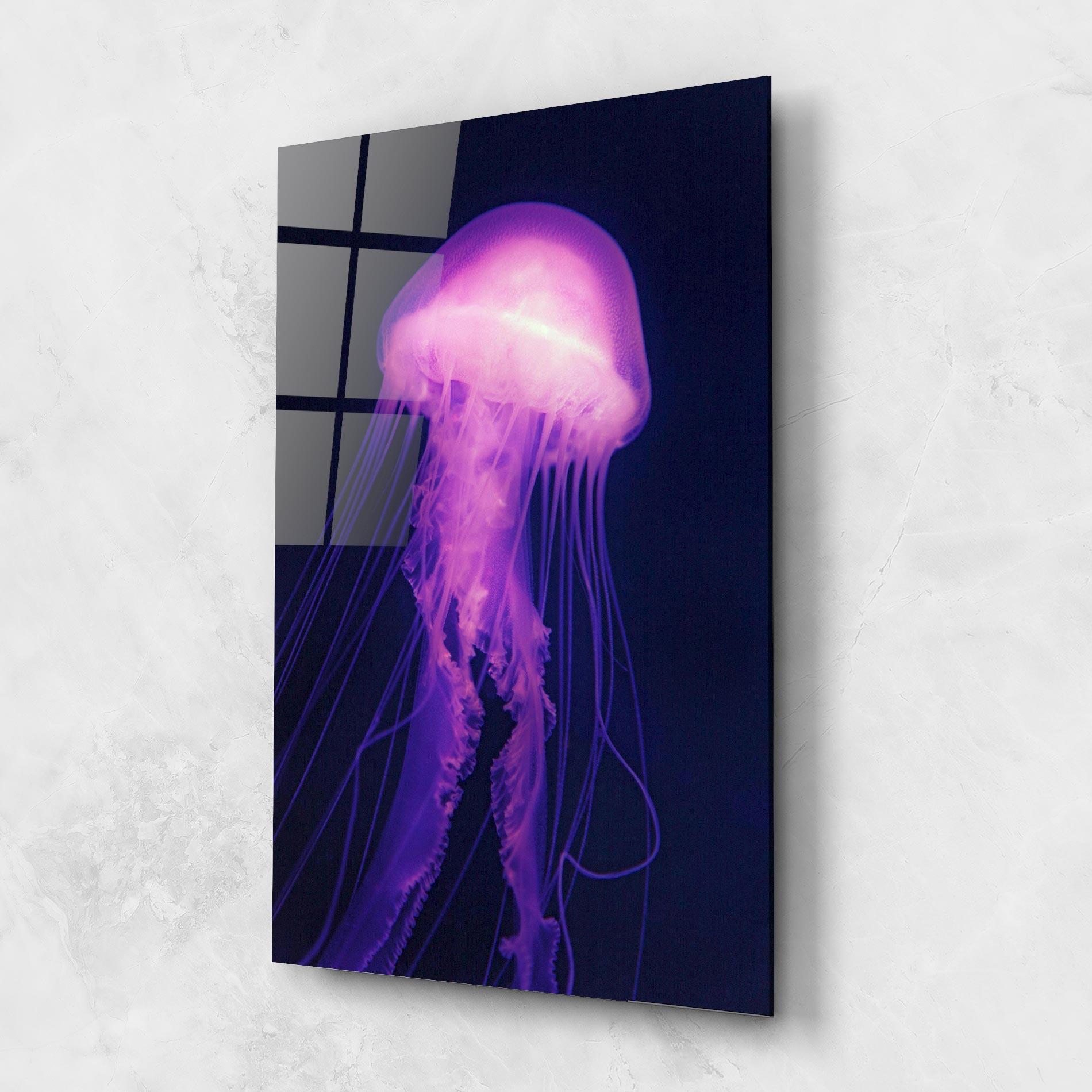 Tablou Sticla Light Purple Jellyfish mockup 1