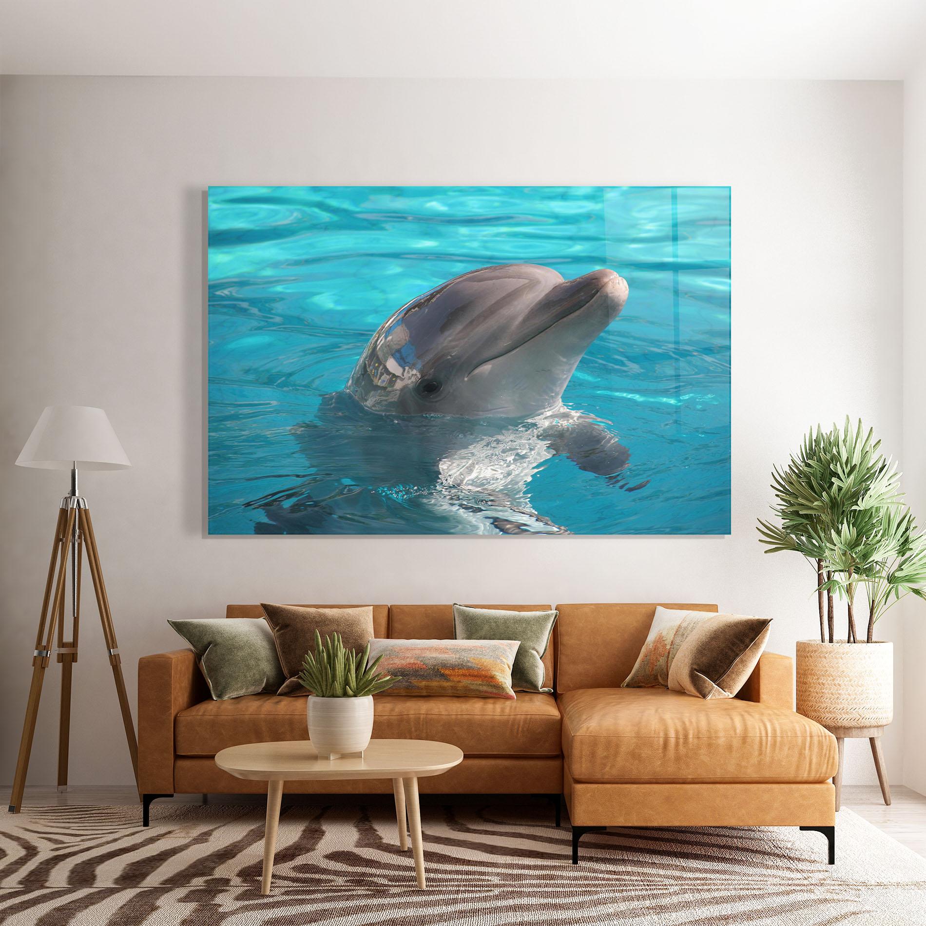 Tablou Sticla Dolphin Poses mockup 7