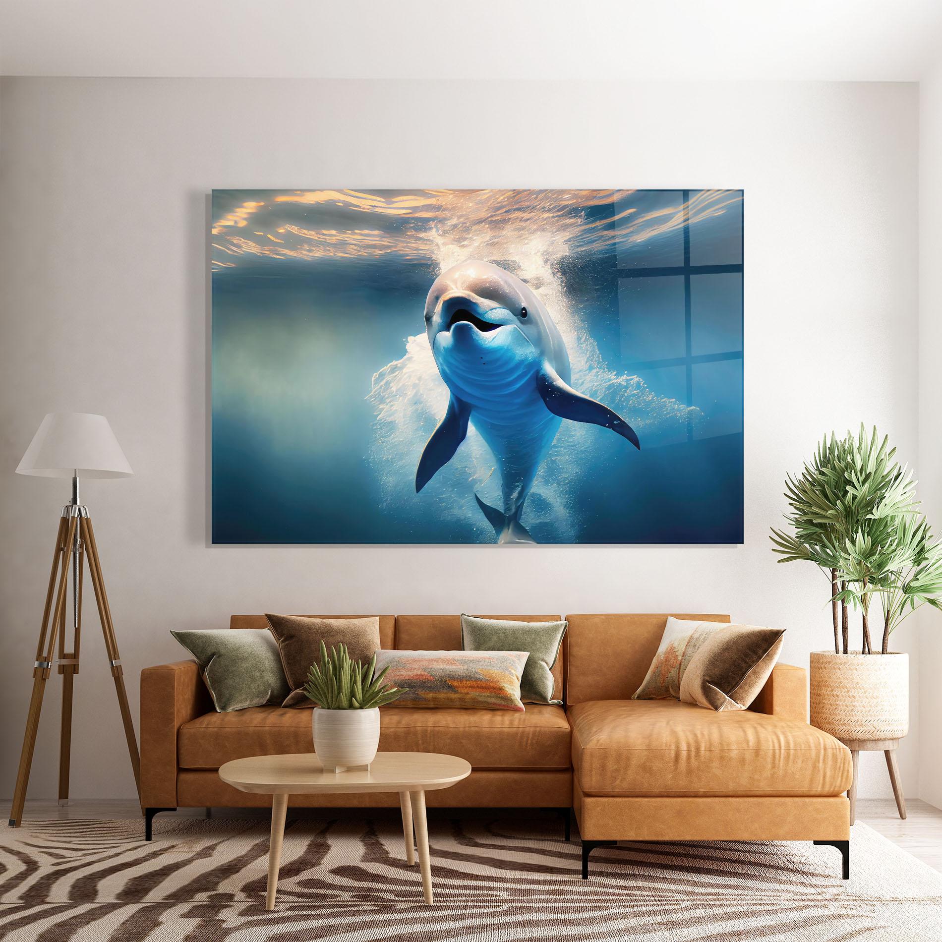 Tablou Sticla Happy Dolphin mockup 7