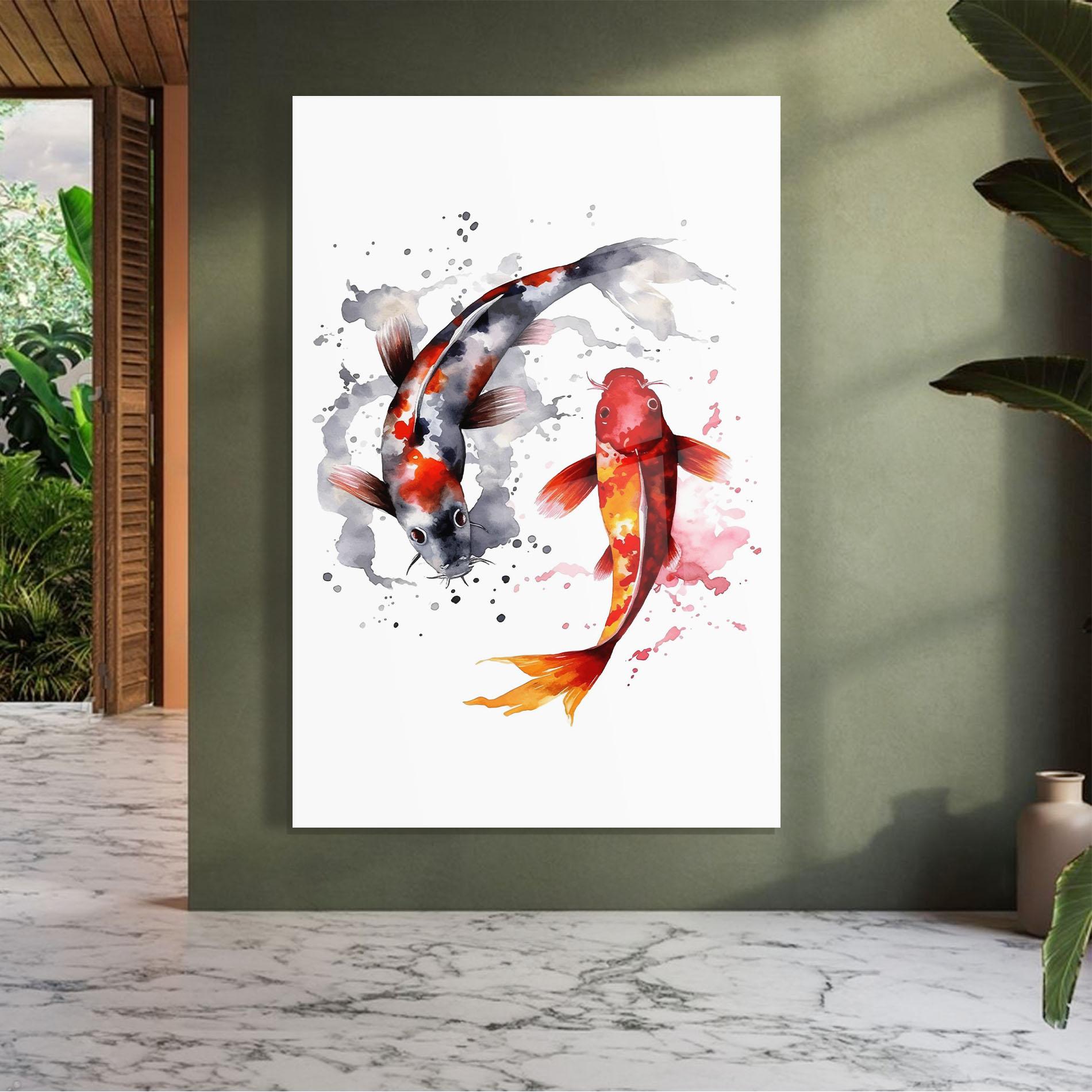 Tablou Sticla Beautiful Koi mockup 7