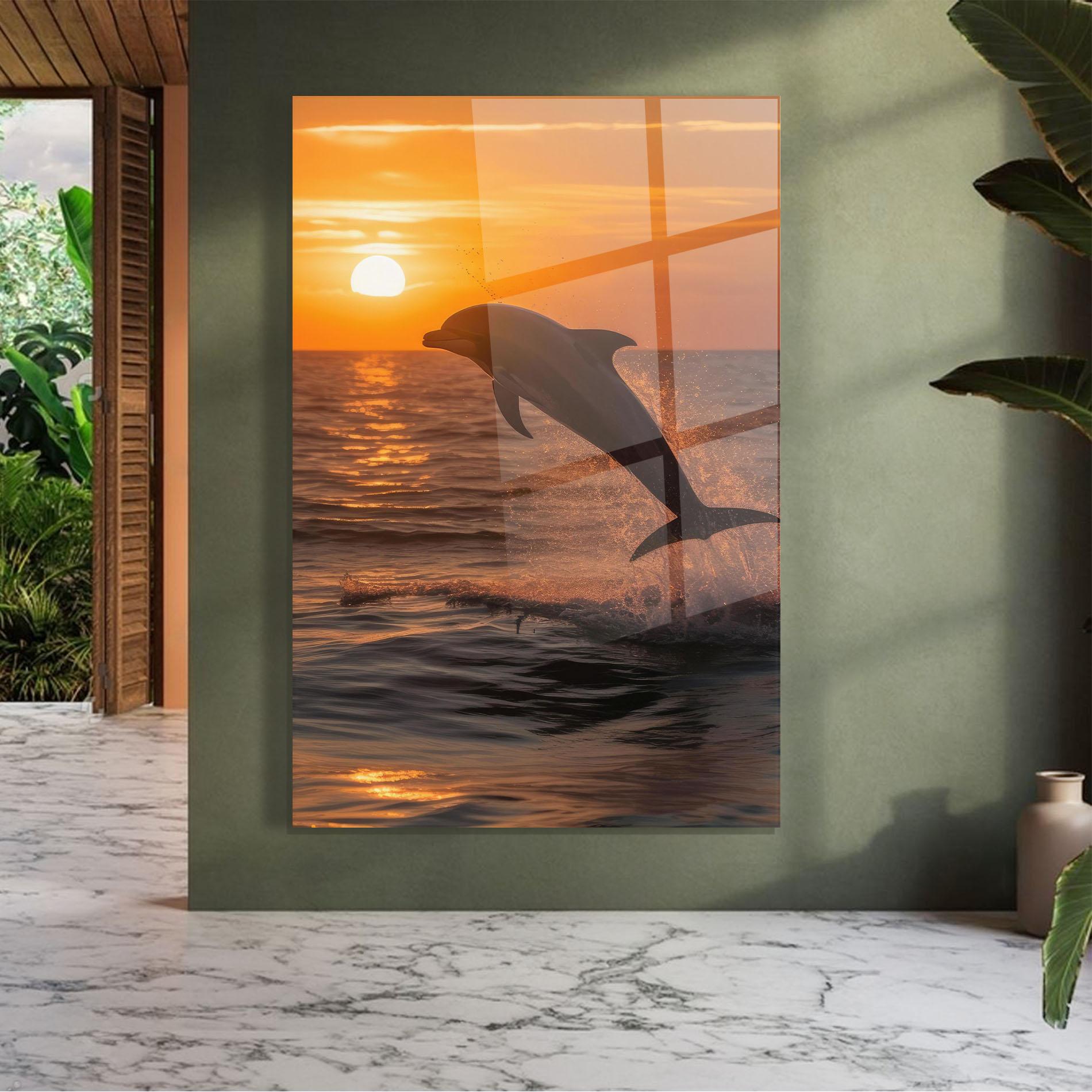 Tablou Sticla Dolphin Jump mockup 7