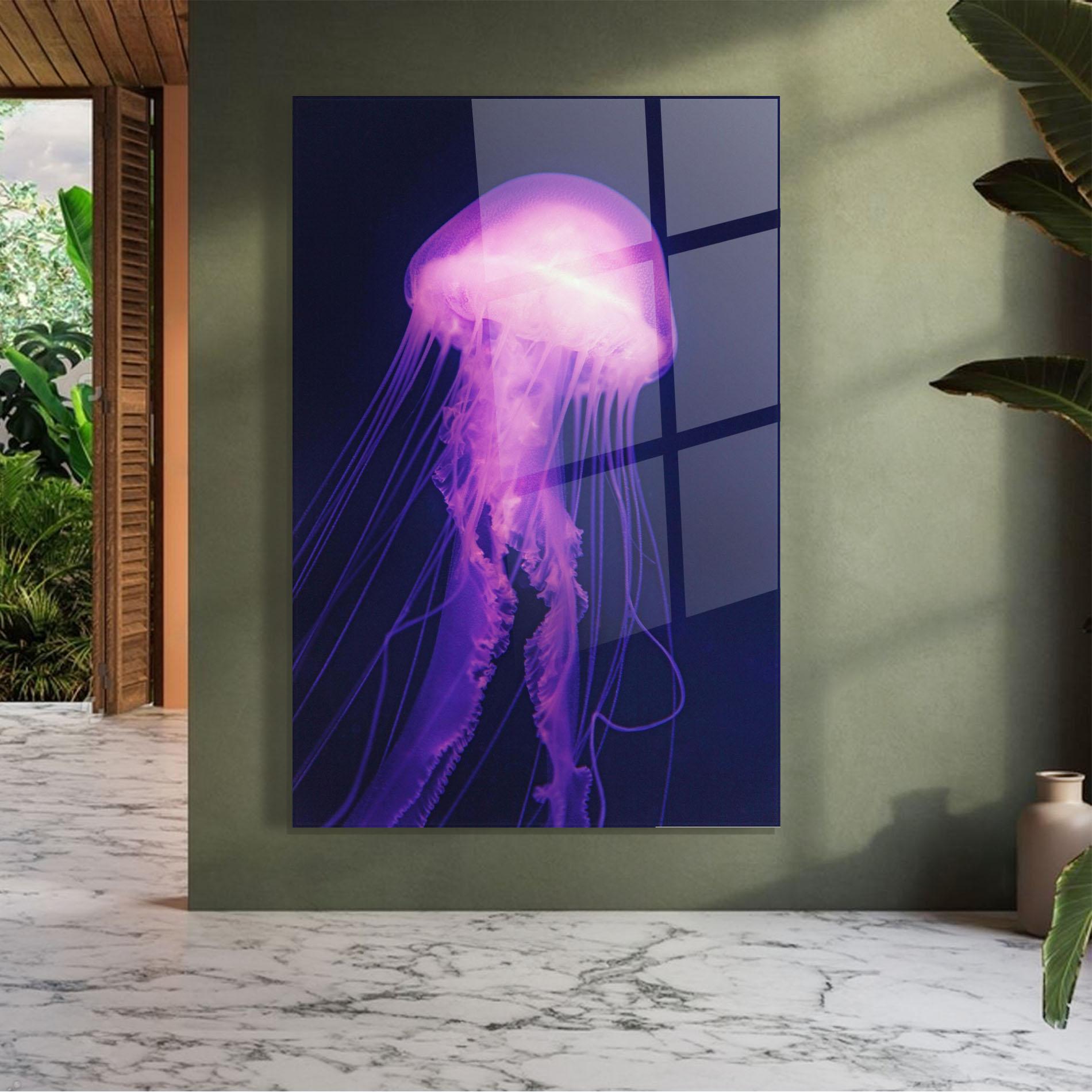Tablou Sticla Light Purple Jellyfish mockup 7