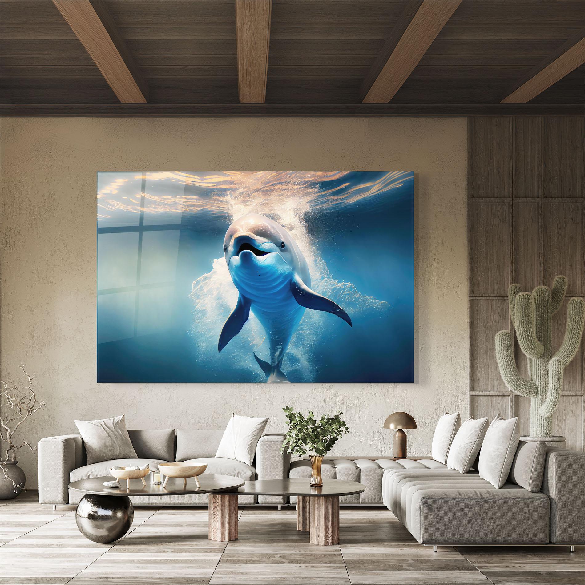 Tablou Sticla Happy Dolphin mockup 8