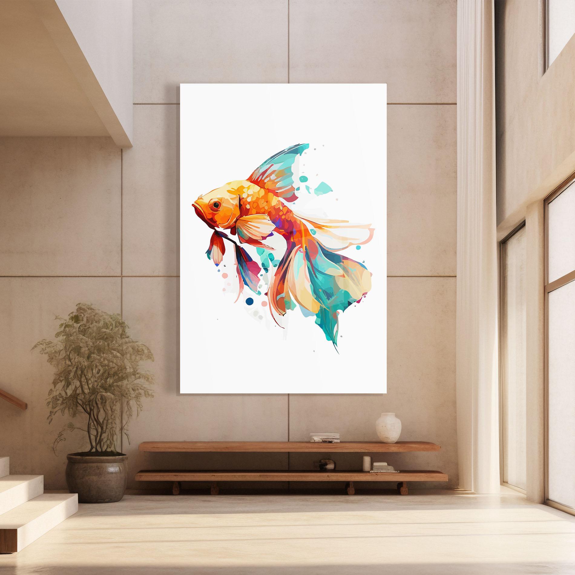 Tablou Sticla Blue Orange Fish mockup 8