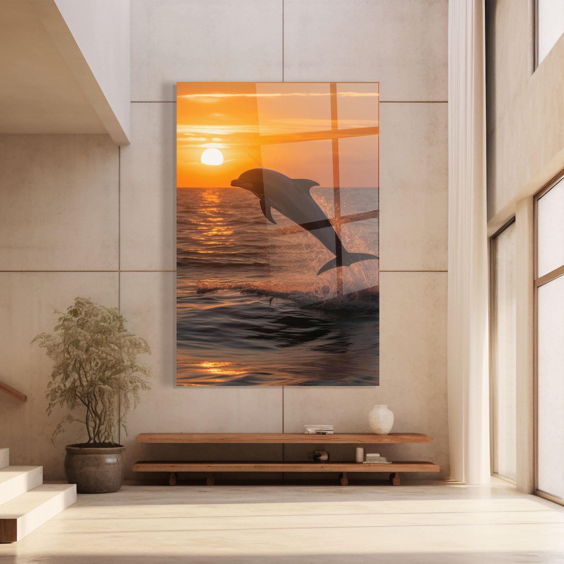 Tablou Sticla Dolphin Jump mockup 8