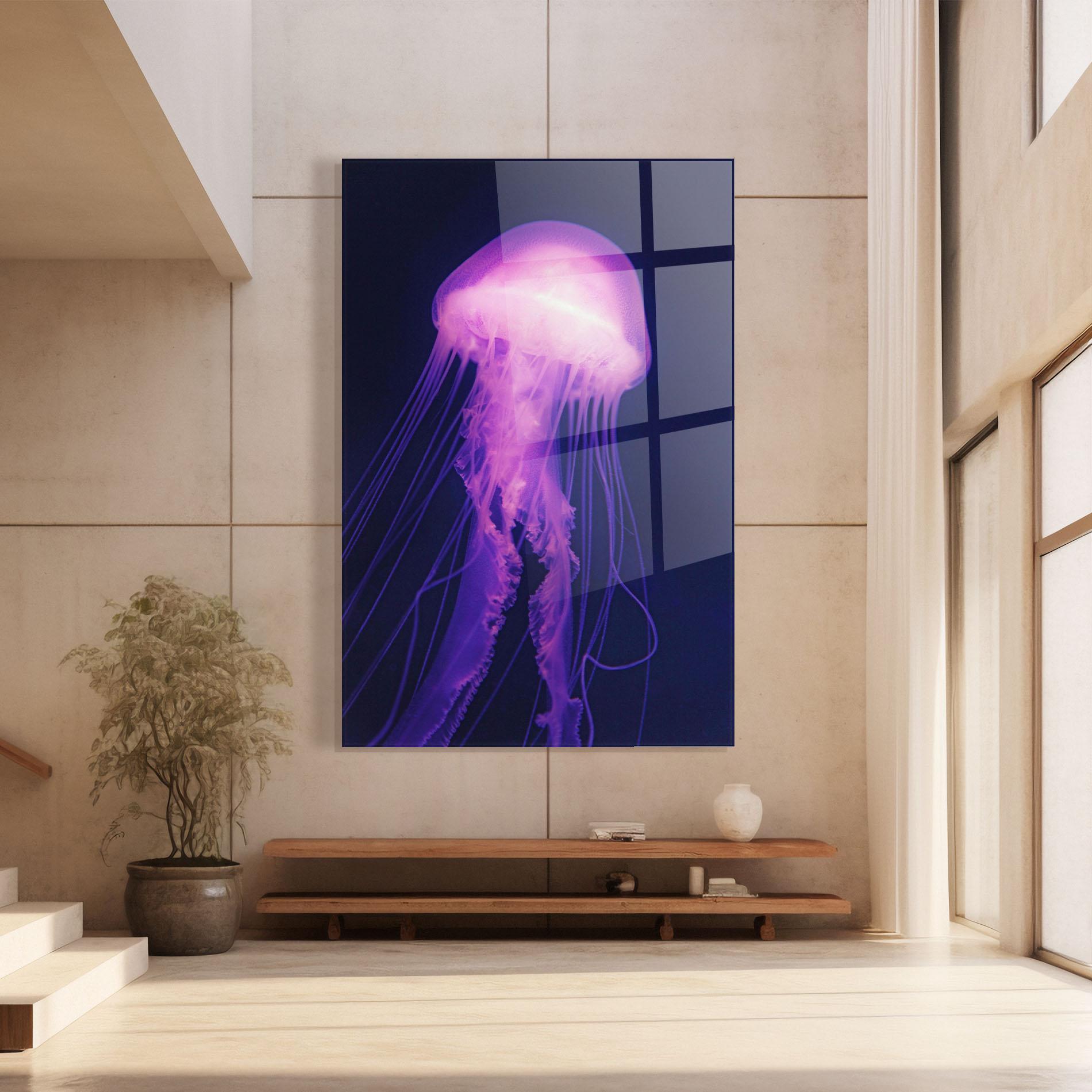Tablou Sticla Light Purple Jellyfish mockup 8
