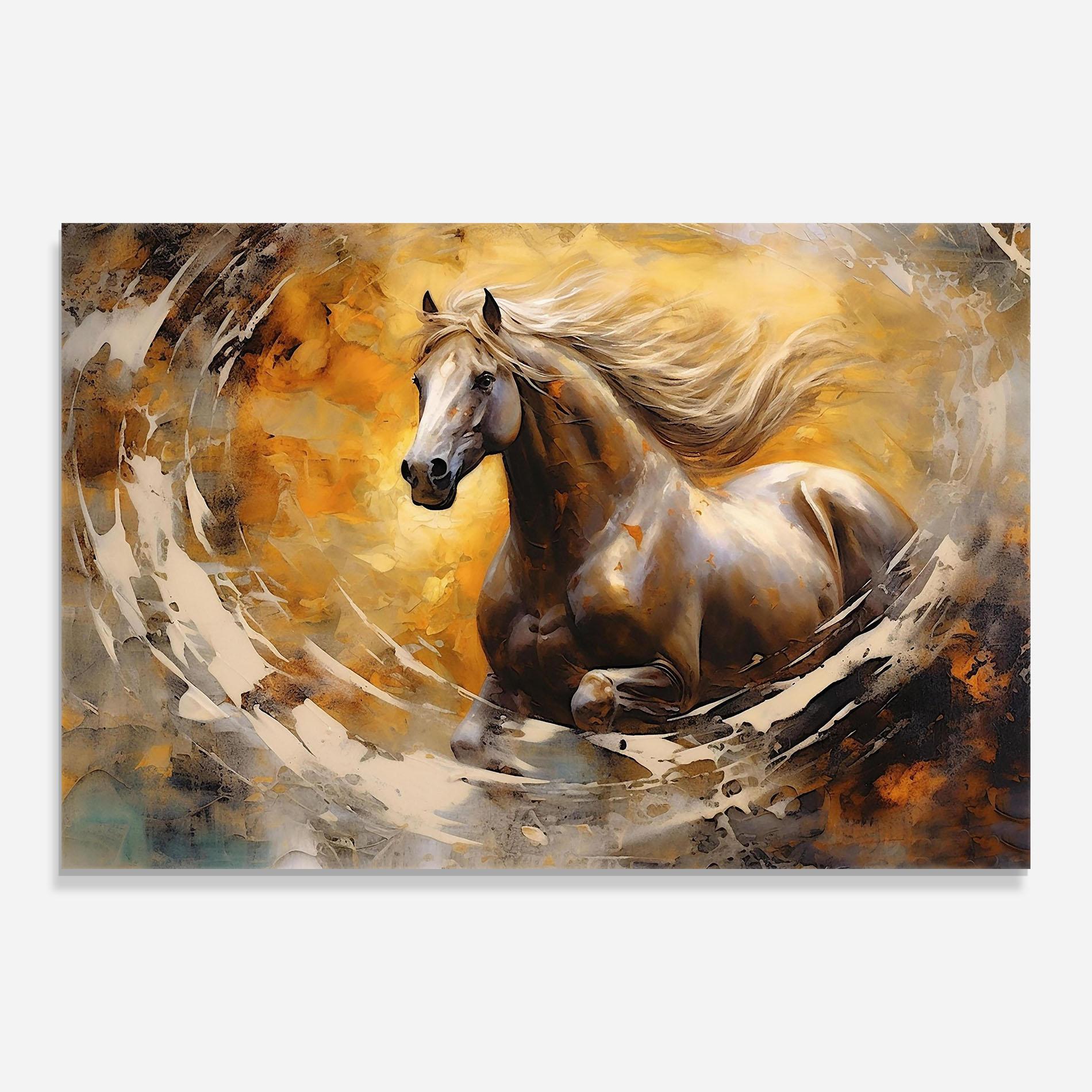 Tablou Sticla Beautiful Horse Running mockup 0