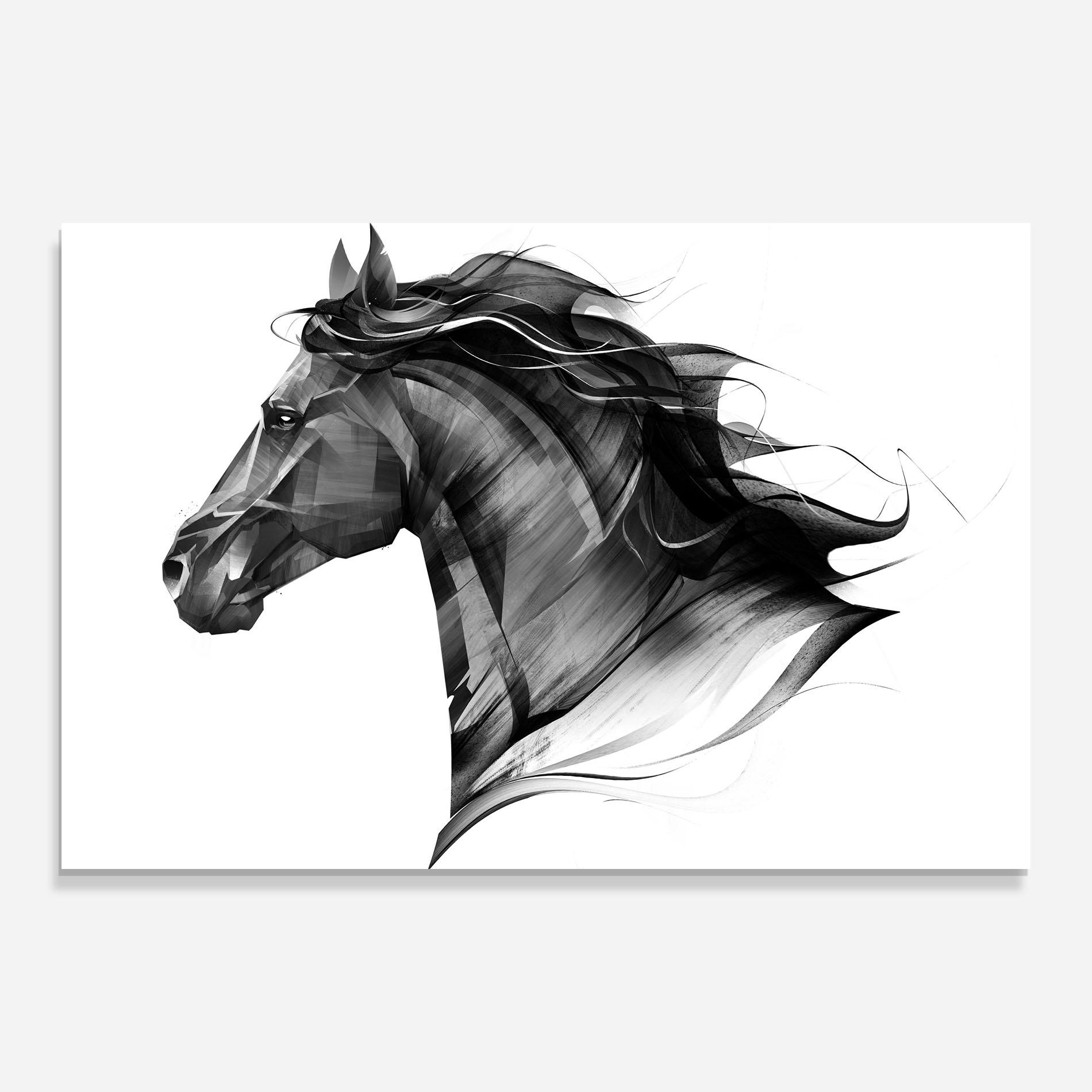 Tablou Sticla Black Portrait Horse mockup 0