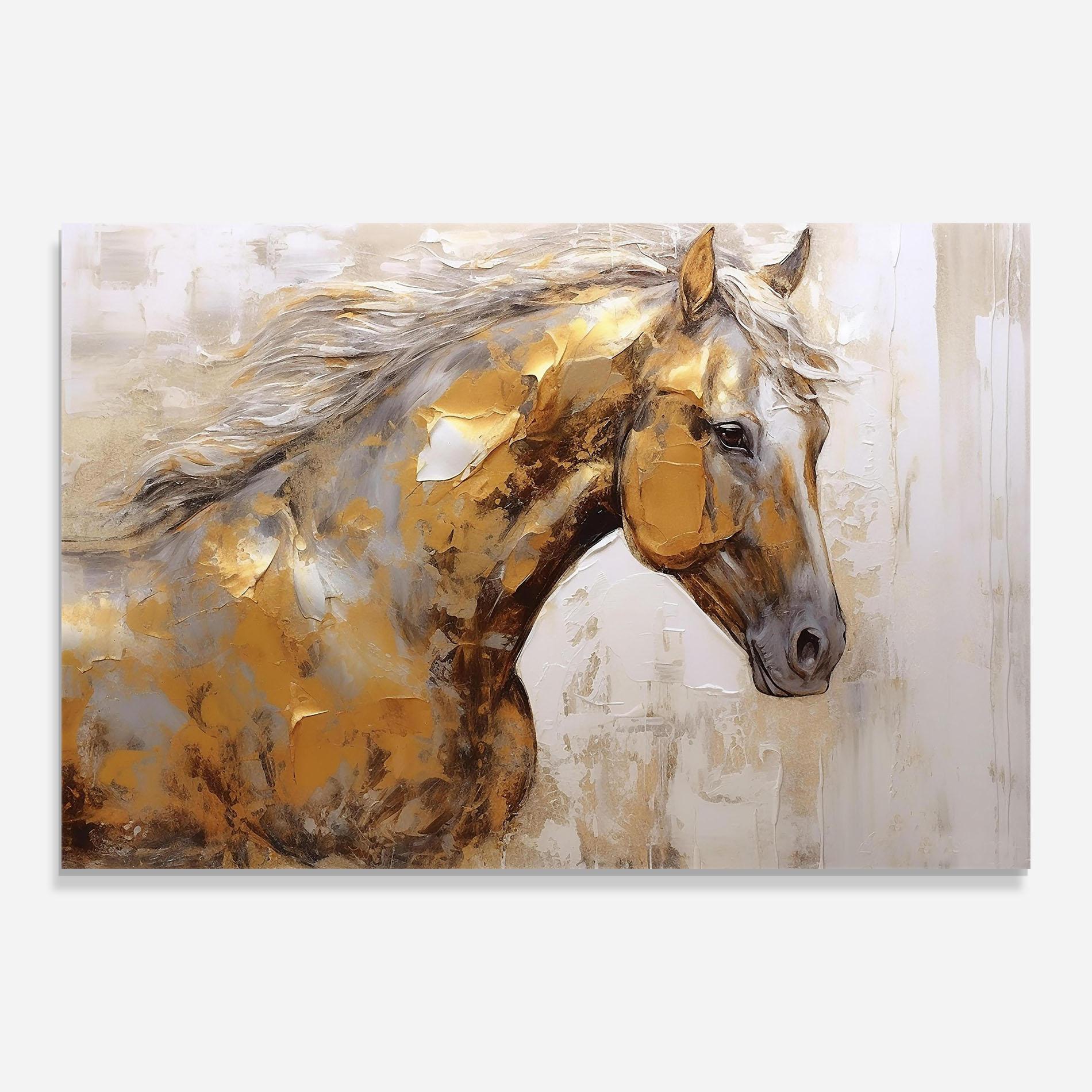 Tablou Sticla Gold Texture Horse mockup 0