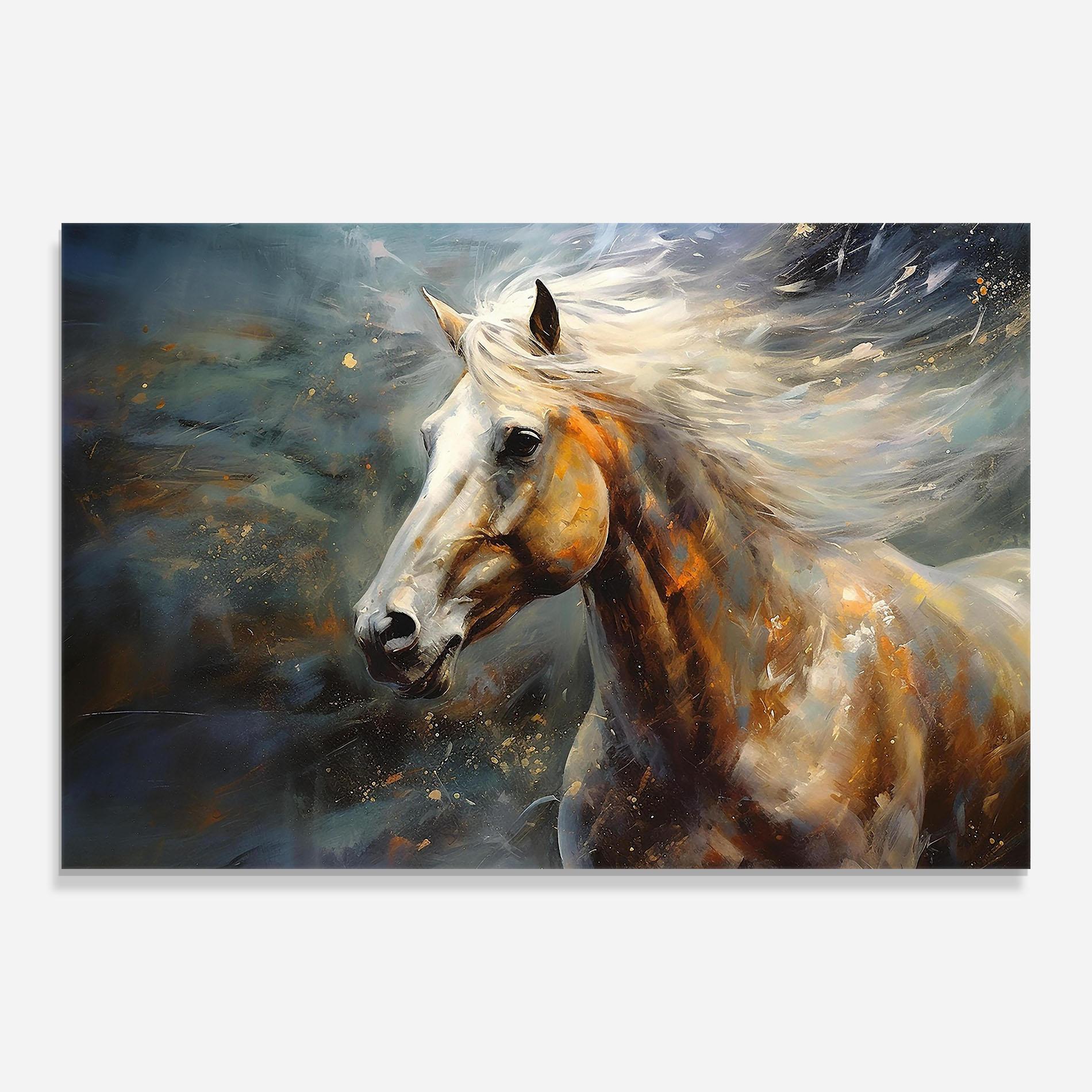 Tablou Sticla White Hair Horse mockup 0