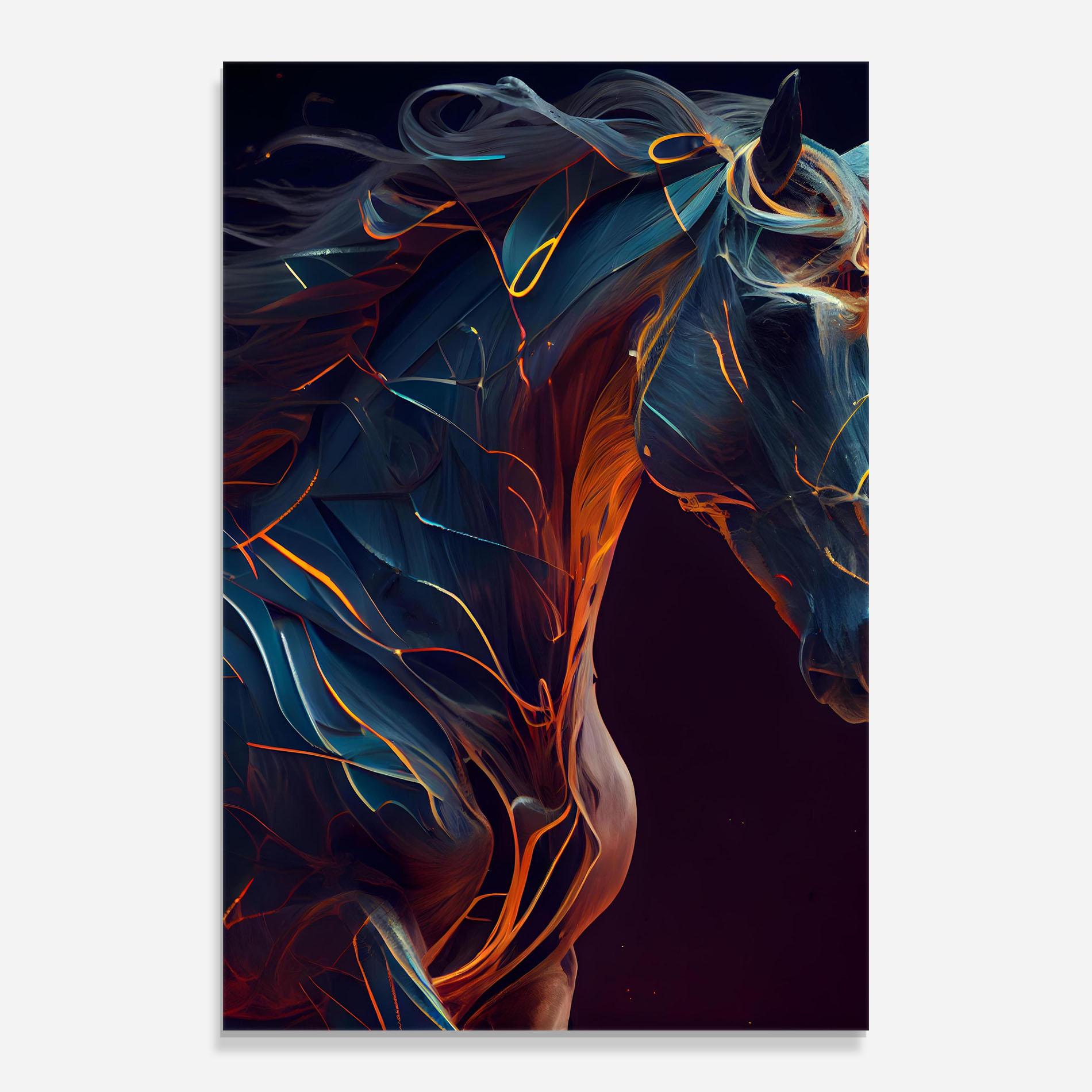 Tablou Sticla Fire Lines Horse mockup 0