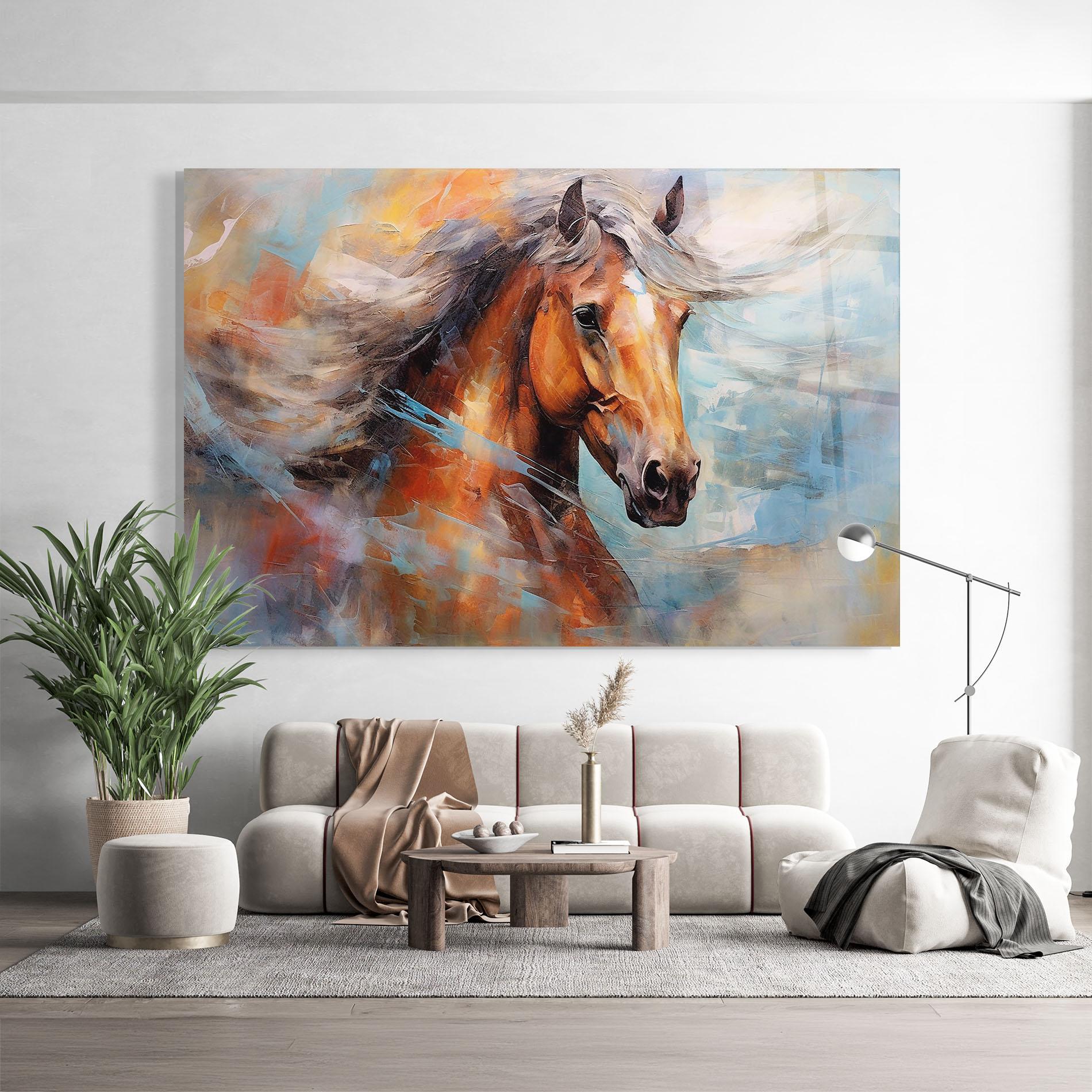Tablou Sticla Beautiful Brown Horse mockup 9