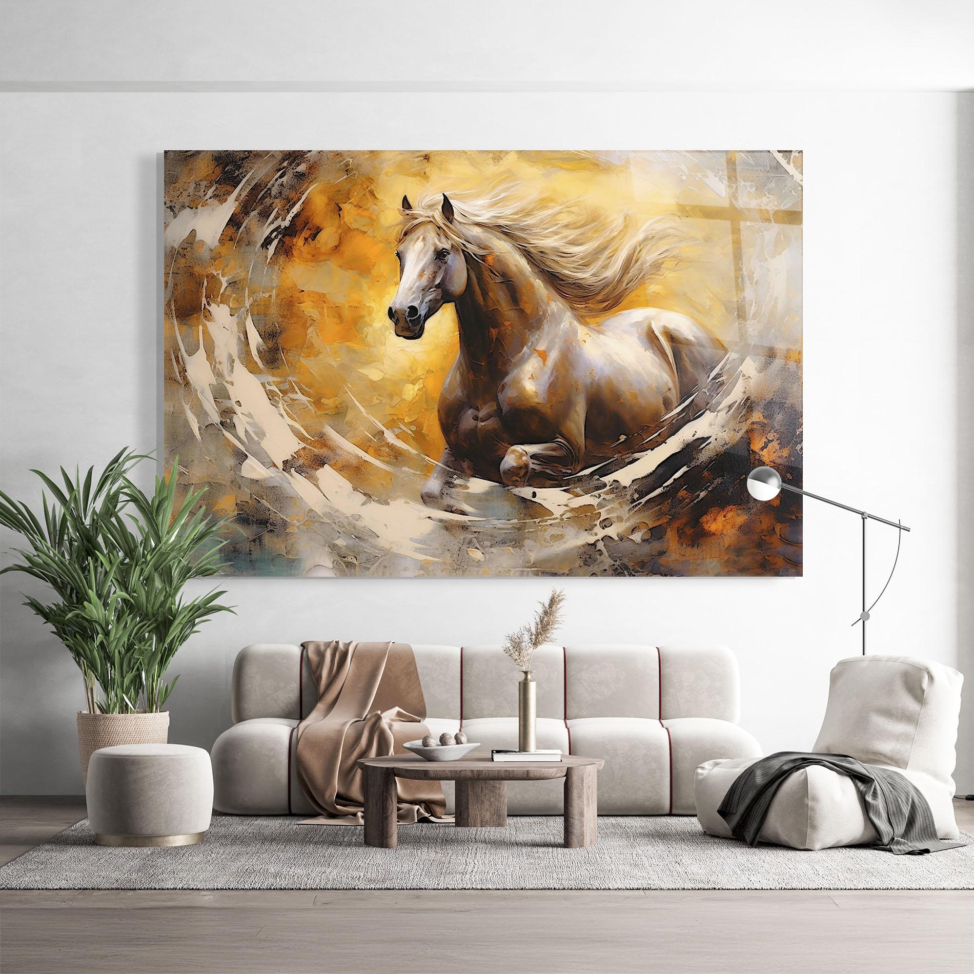 Tablou Sticla Beautiful Horse Running mockup 9