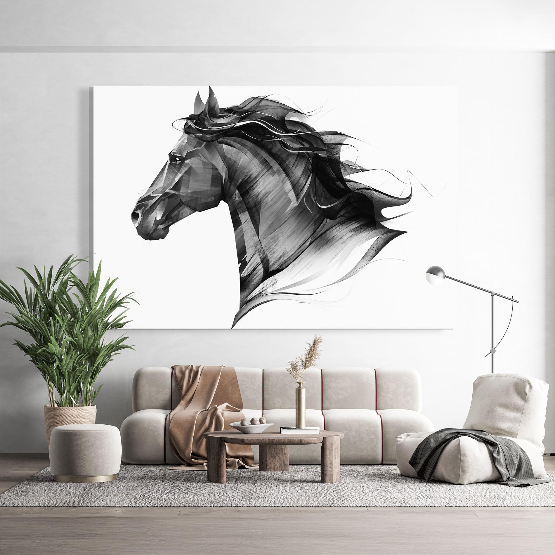 Tablou Sticla Black Portrait Horse mockup 9