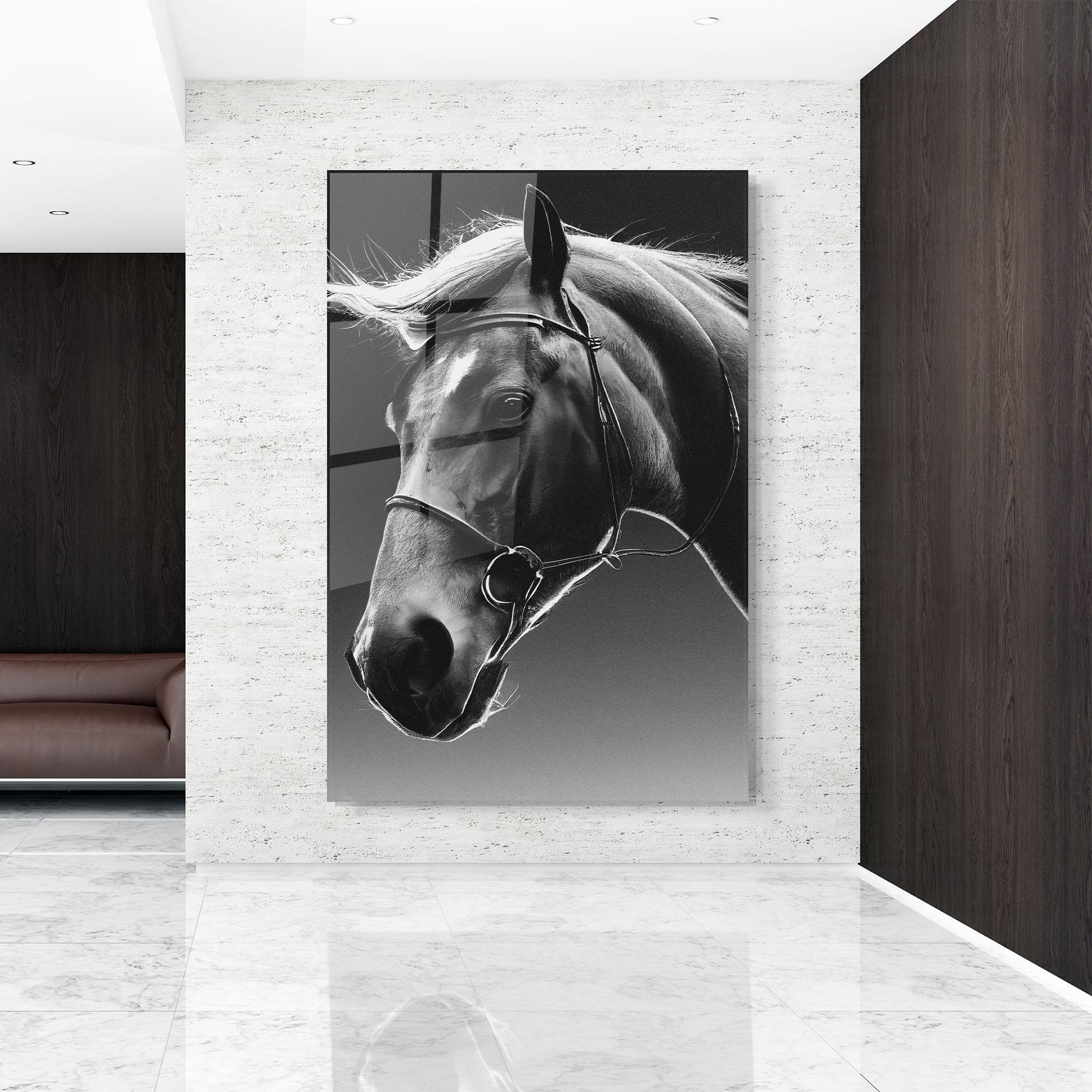 Tablou Sticla Black Horse Profile mockup 9