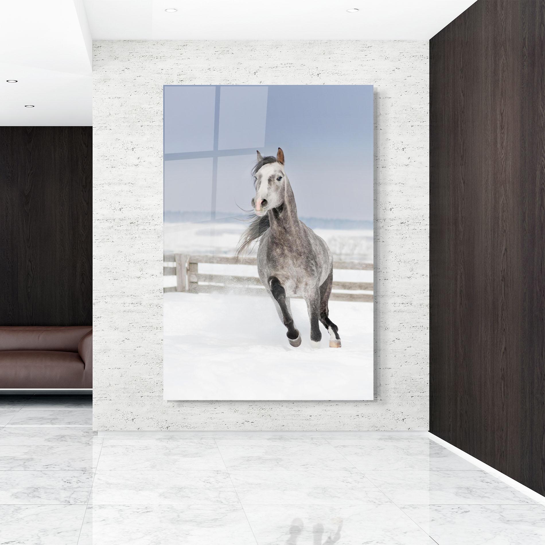 Tablou Sticla Horse Running Free mockup 9