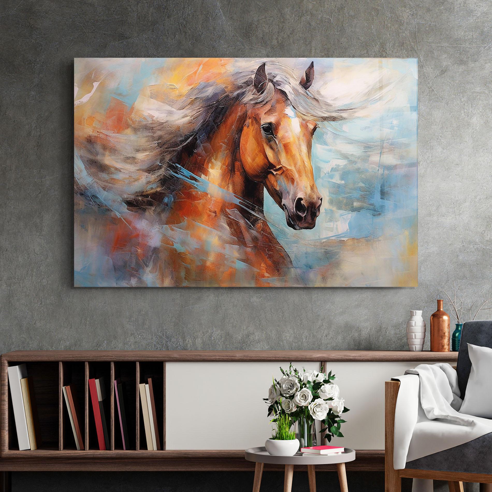 Tablou Sticla Beautiful Brown Horse mockup 2