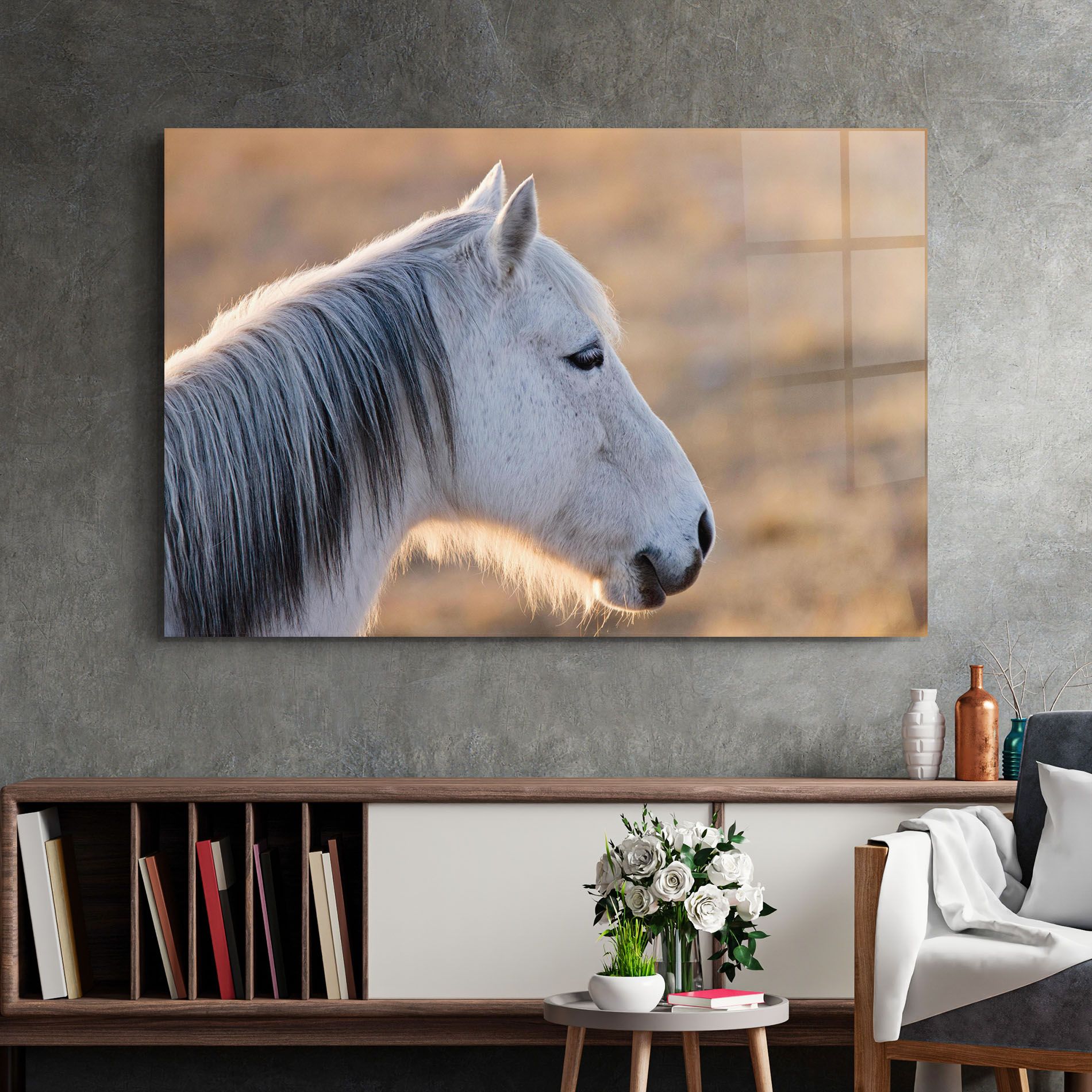 Light Gray Horse Looking mockup 2