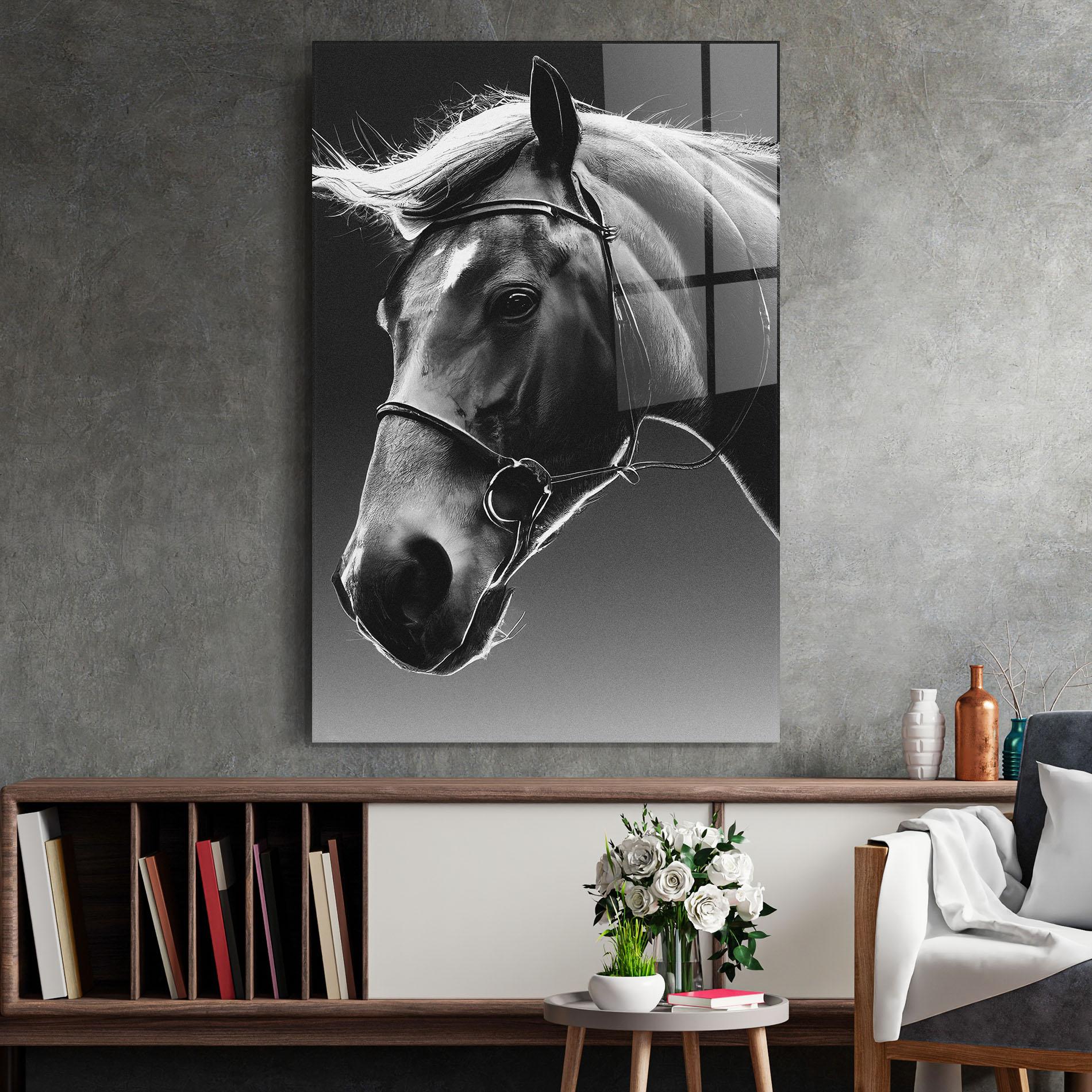 Tablou Sticla Black Horse Profile mockup 2