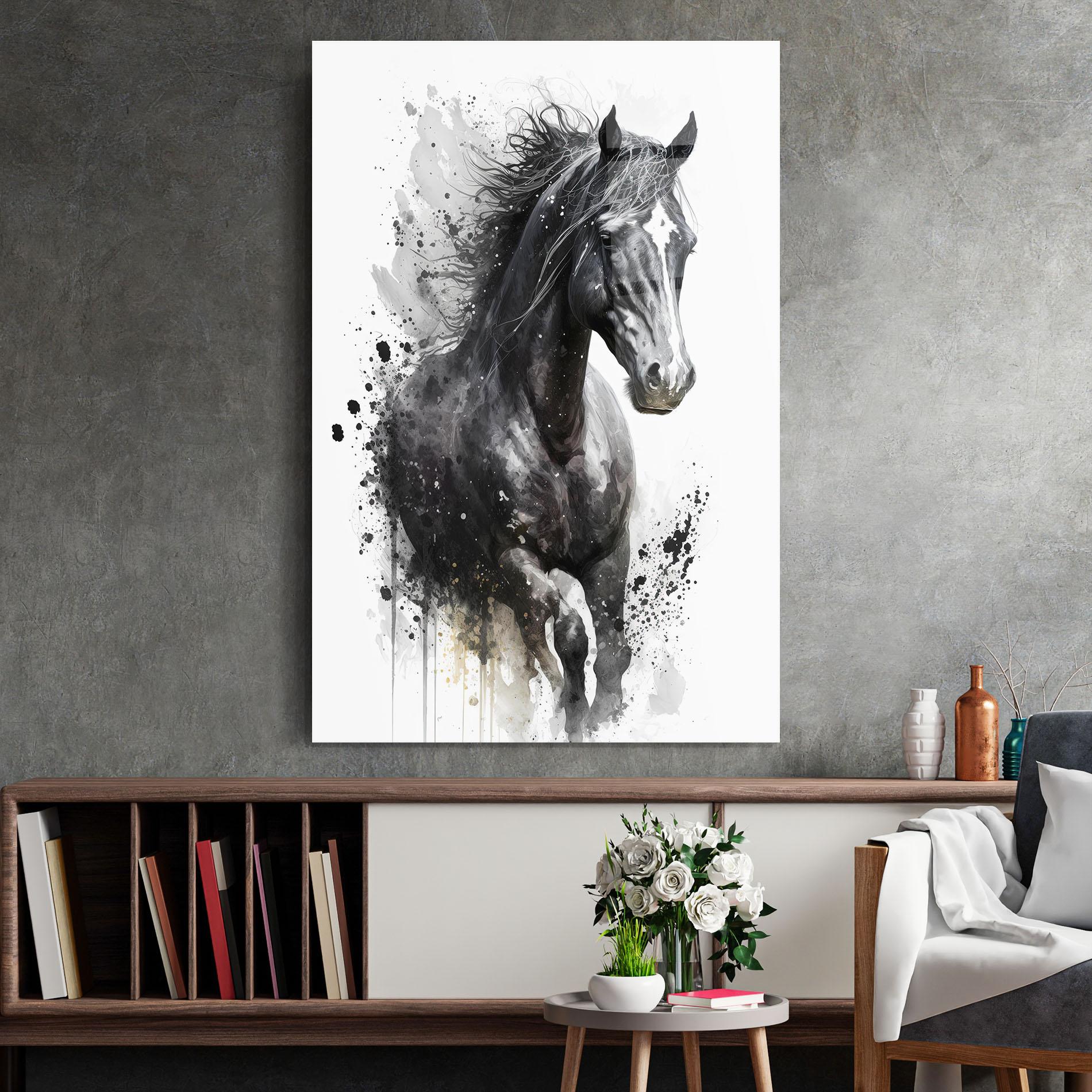 Tablou Sticla Black Horse mockup 2