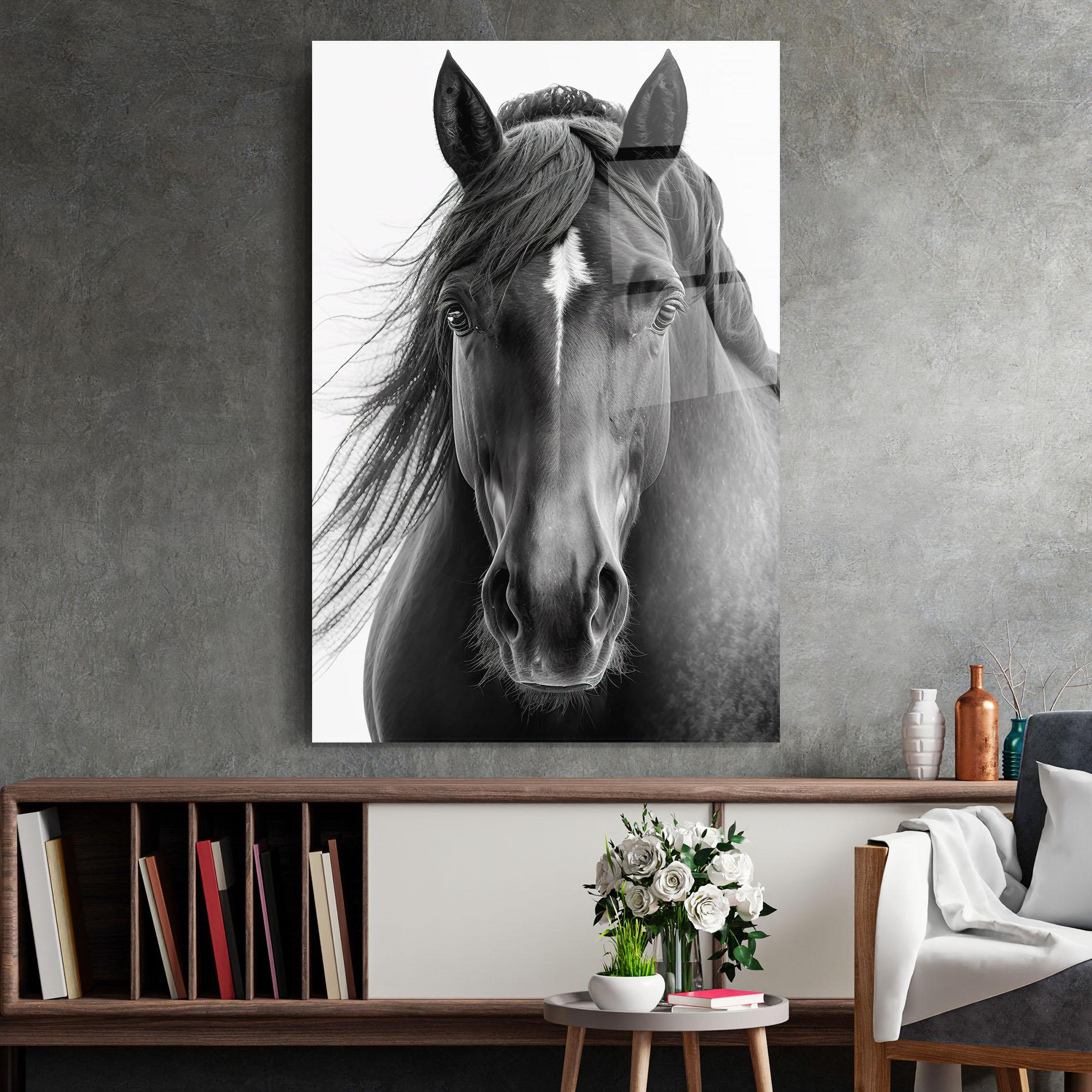 Tablou Sticla Close Up Horse mockup 2