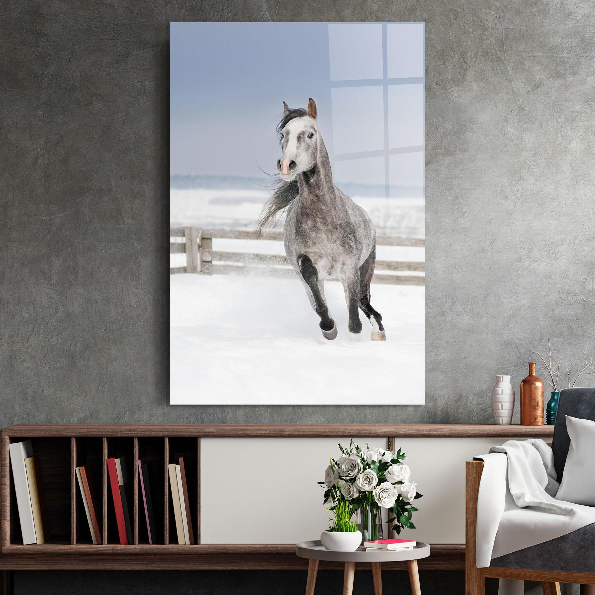 Tablou Sticla Horse Running Free mockup 2