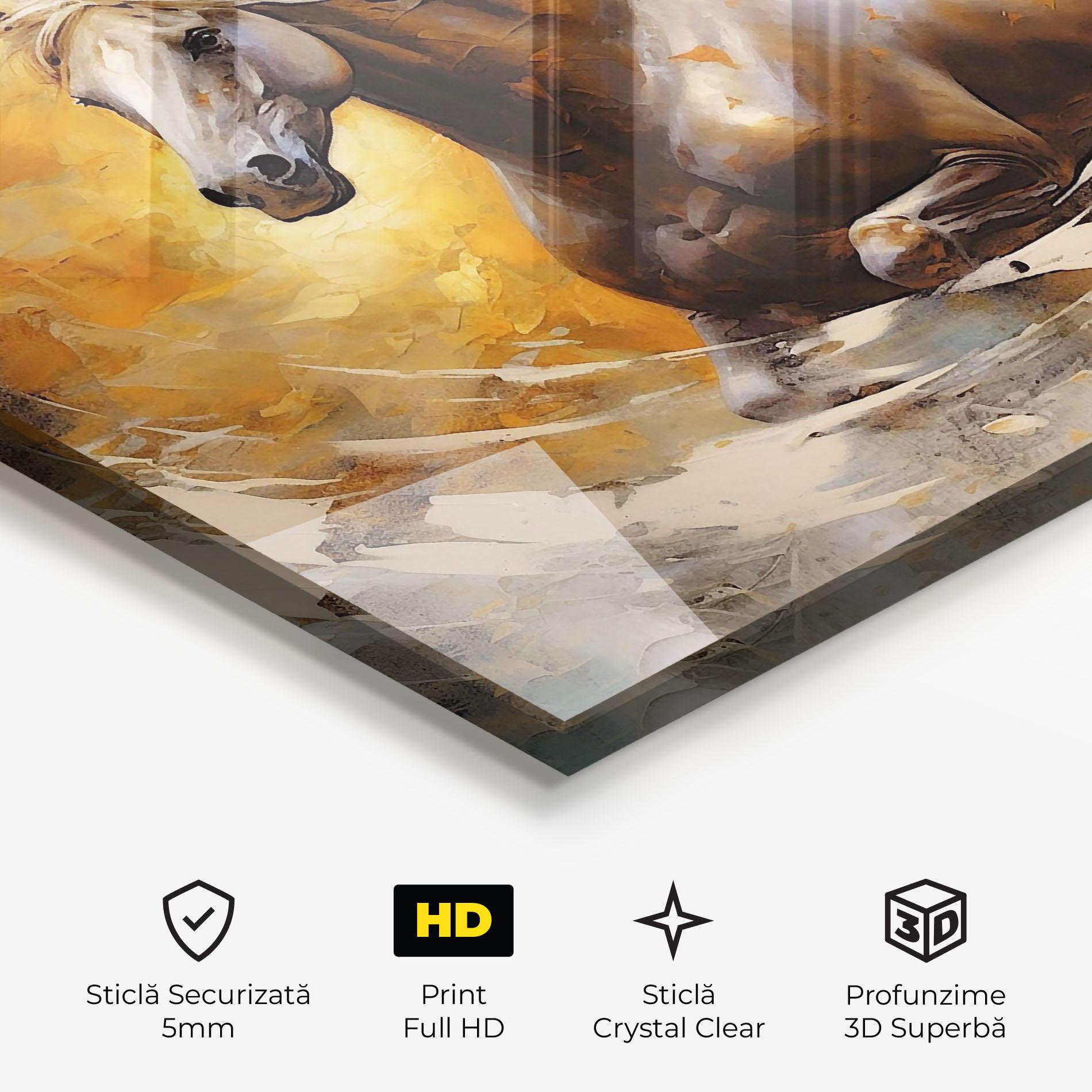 Tablou Sticla Beautiful Horse Running mockup 3