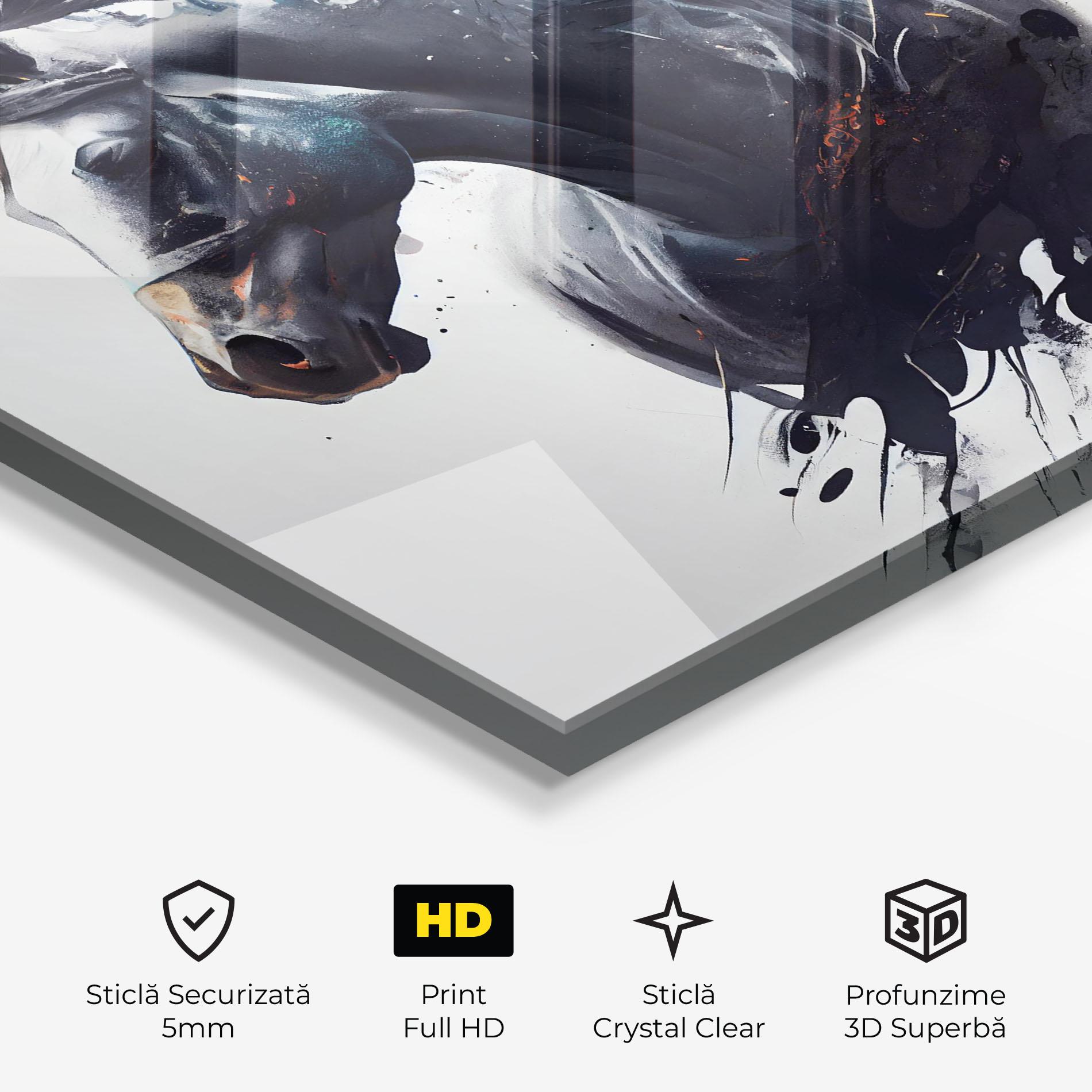 Tablou Sticla Black Paint Horse mockup 3
