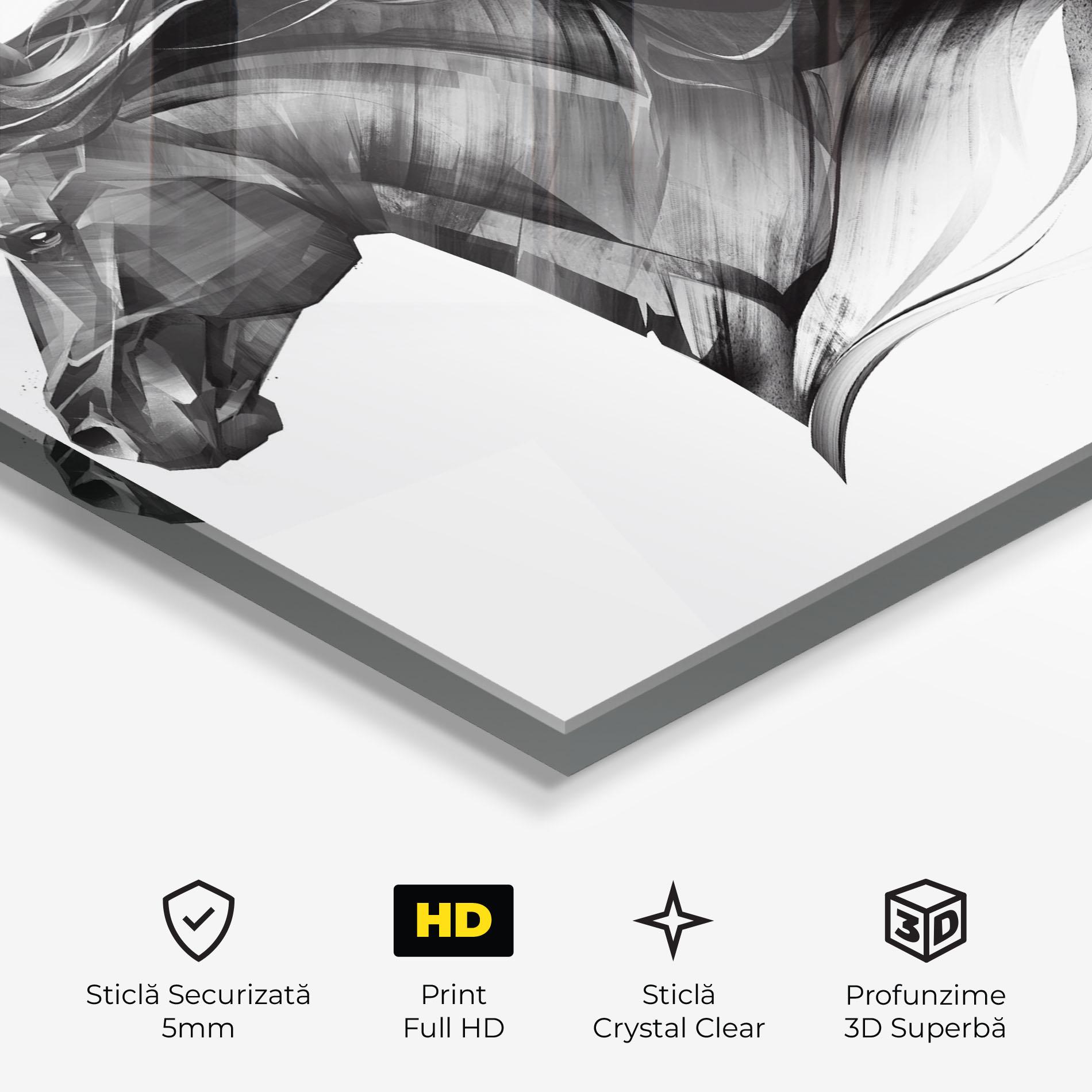 Tablou Sticla Black Portrait Horse mockup 3