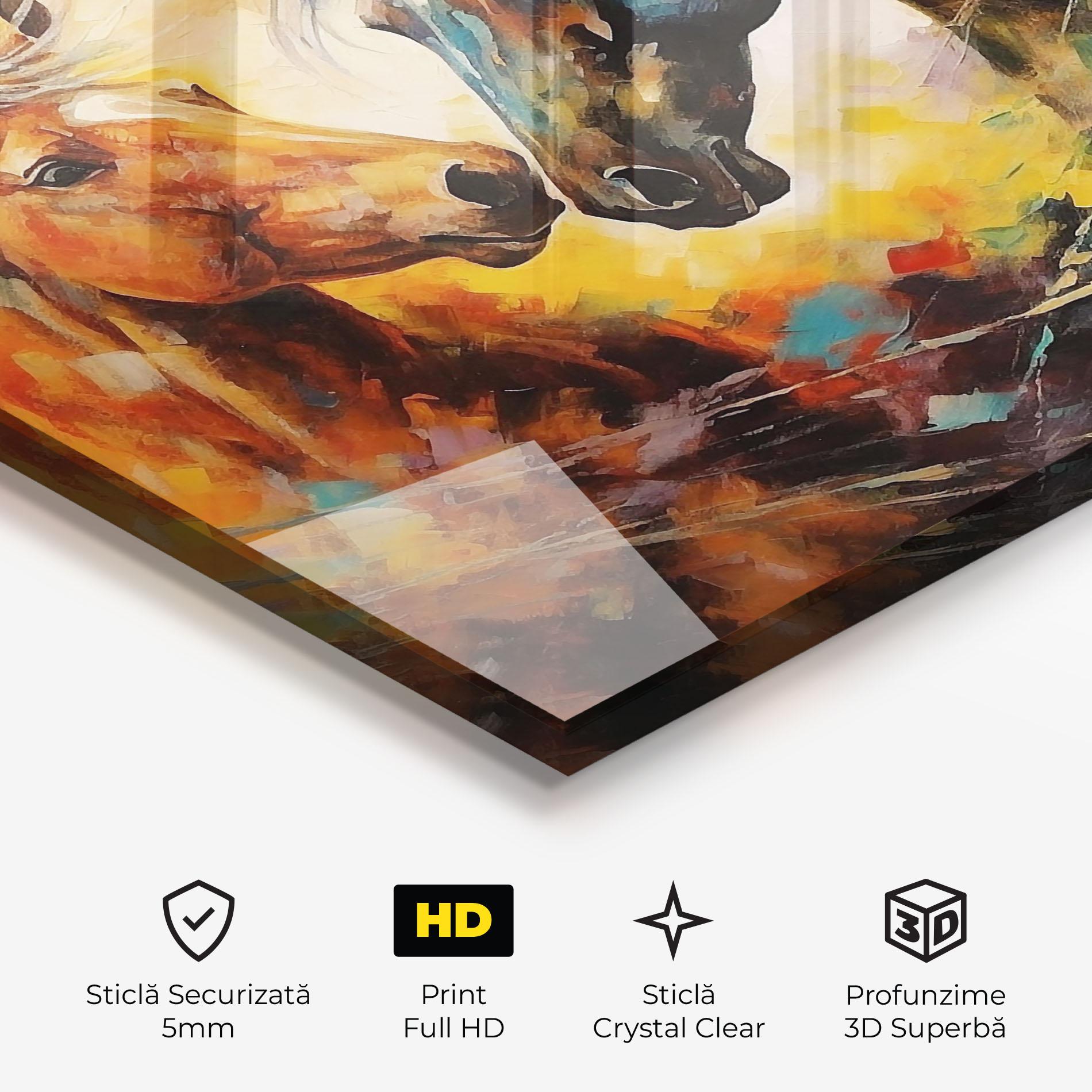 Tablou Sticla Brown Black Horses mockup 3