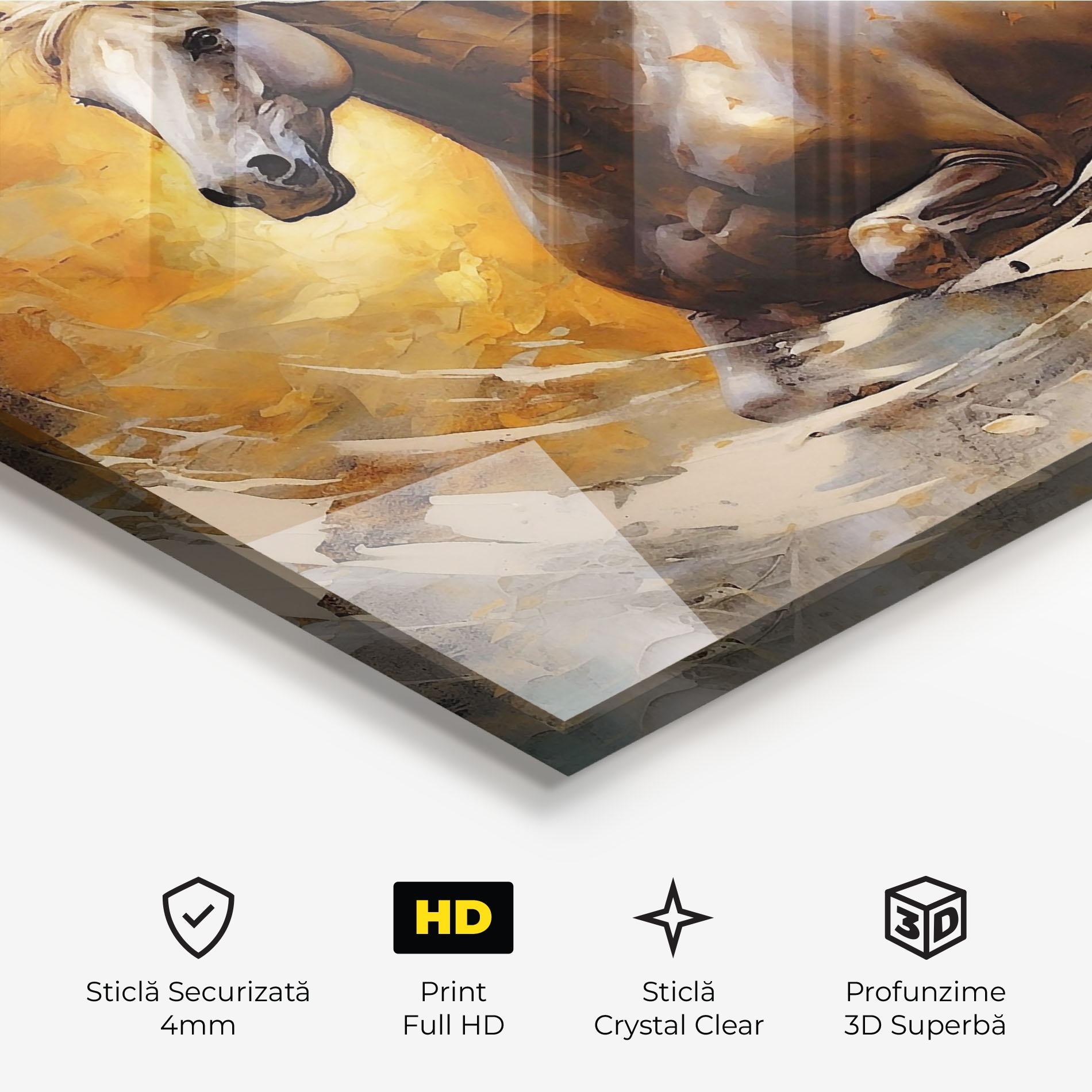 Tablou Sticla Beautiful Horse Running mockup 3
