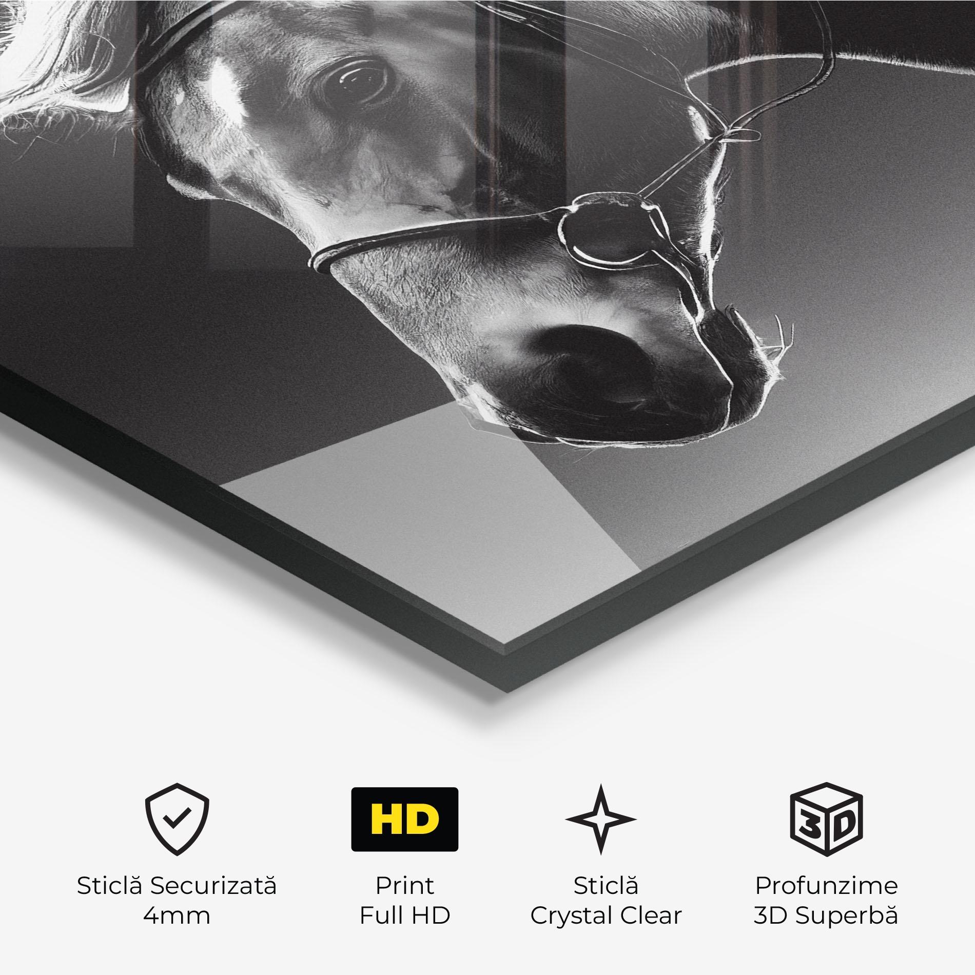 Tablou Sticla Black Horse Profile mockup 3