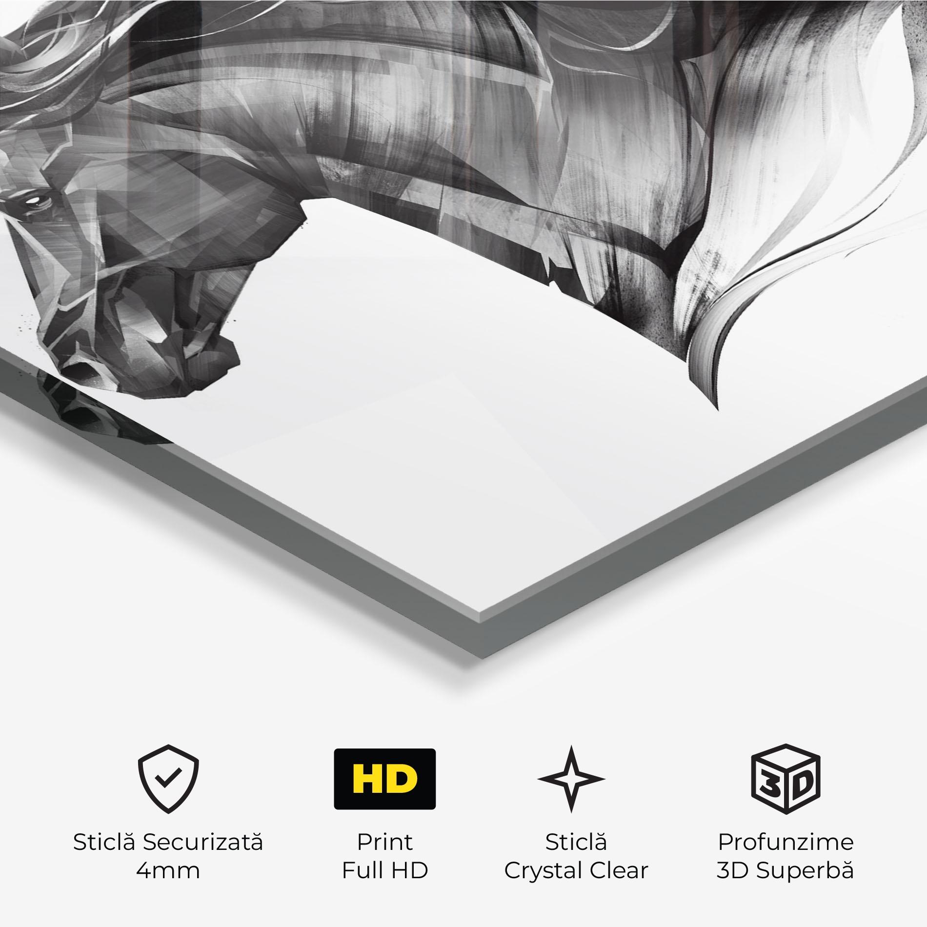 Tablou Sticla Black Portrait Horse mockup 3