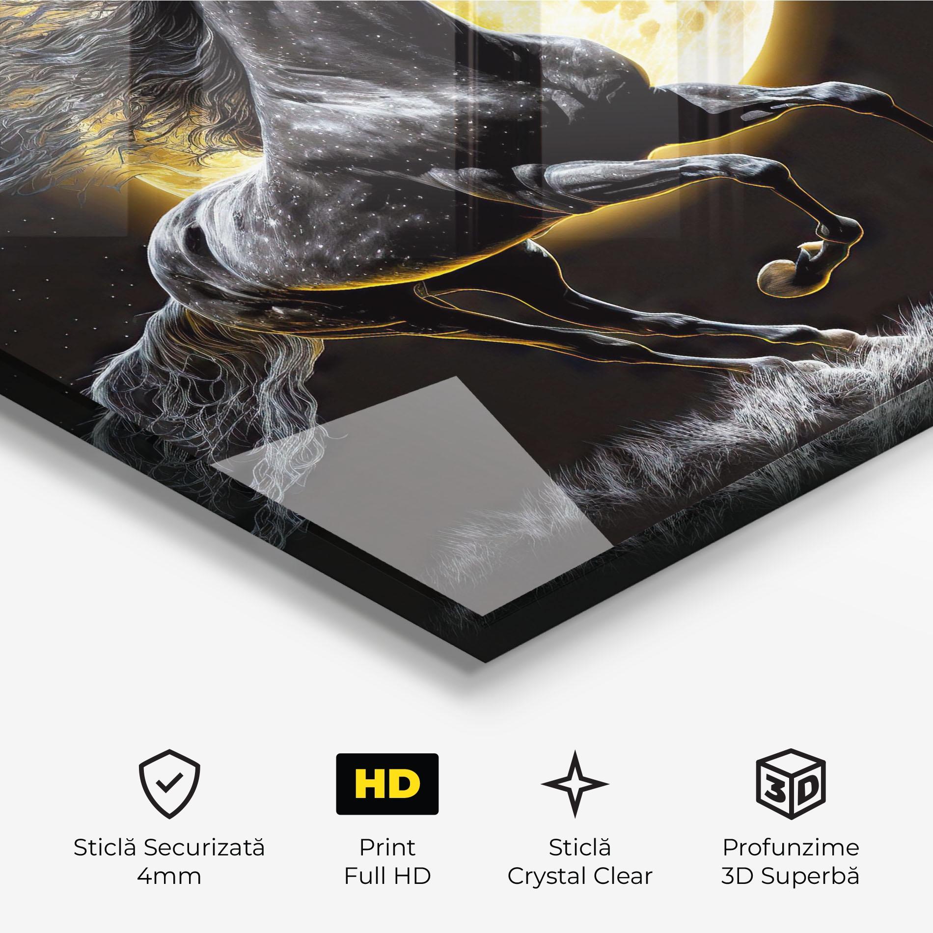 Tablou Sticla Gold Moon Horse mockup 3