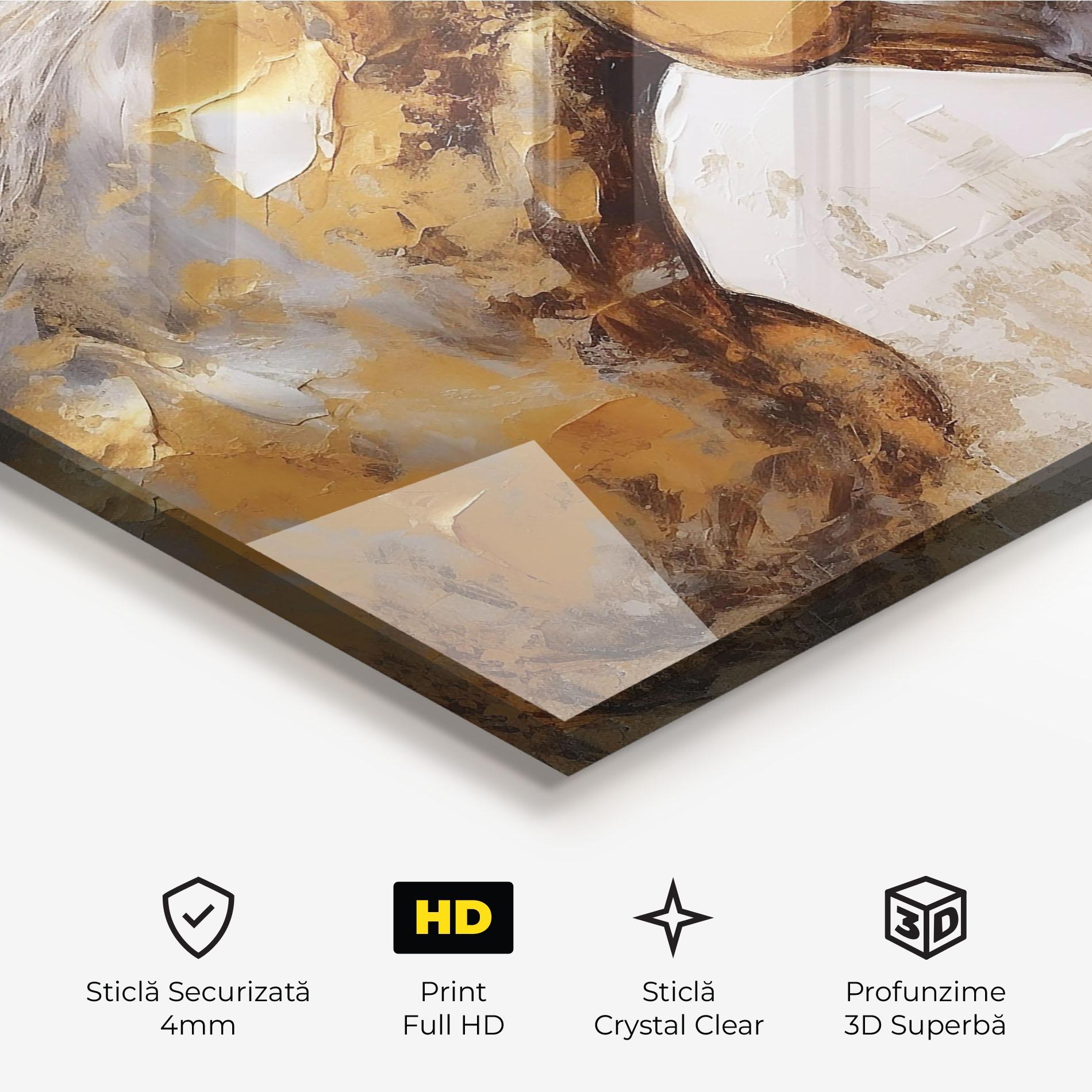 Tablou Sticla Gold Texture Horse mockup 3
