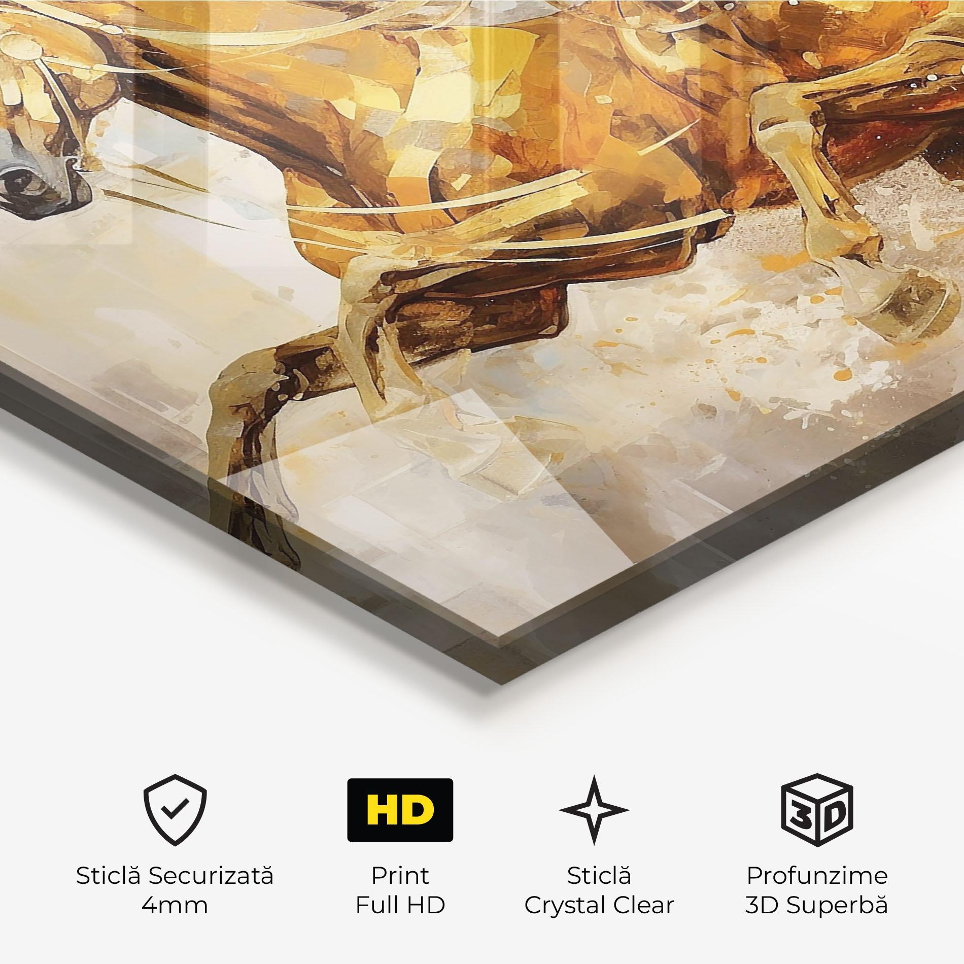 Tablou Sticla Light Brown Horses Running mockup 3