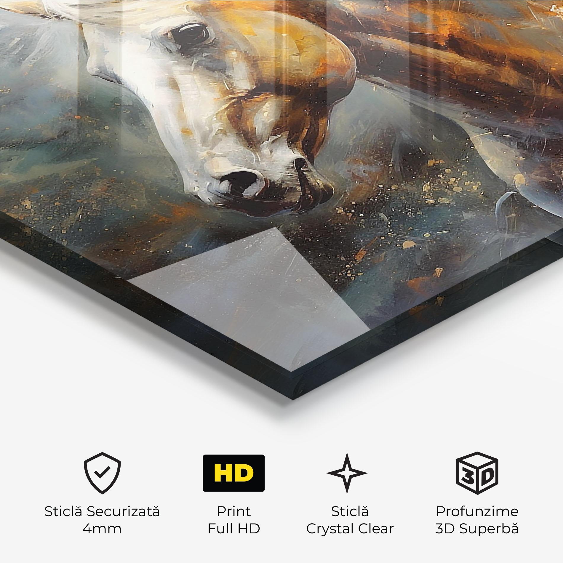 Tablou Sticla White Hair Horse mockup 3