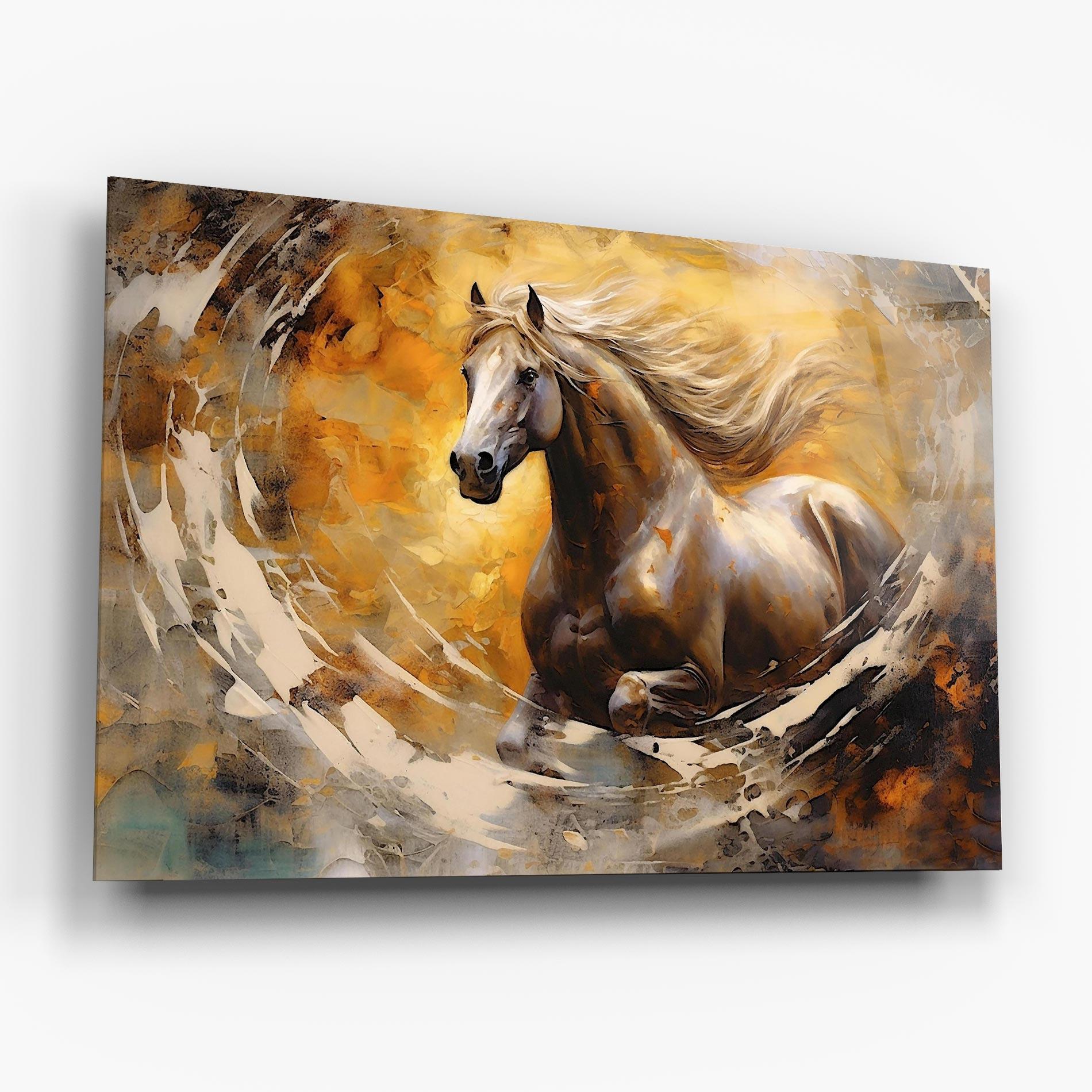 Tablou Sticla Beautiful Horse Running mockup 6