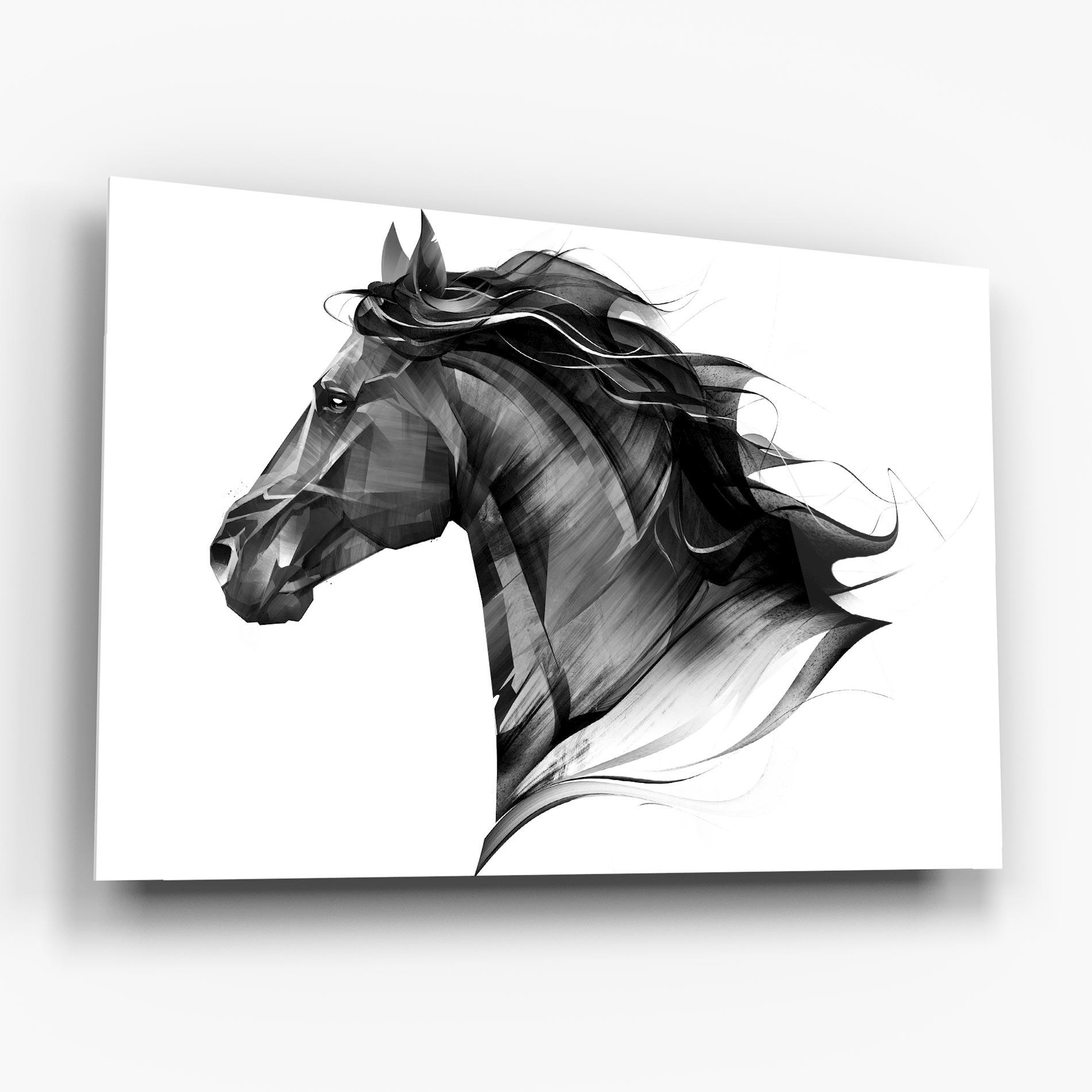 Tablou Sticla Black Portrait Horse mockup 6