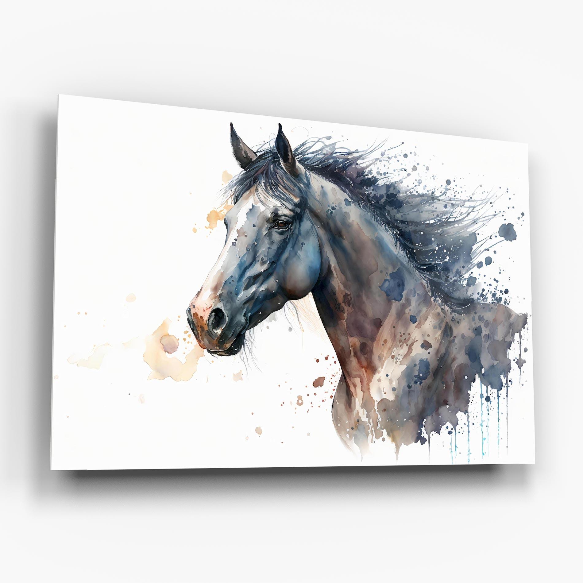 Tablou Sticla Blue Horse Painting mockup 6