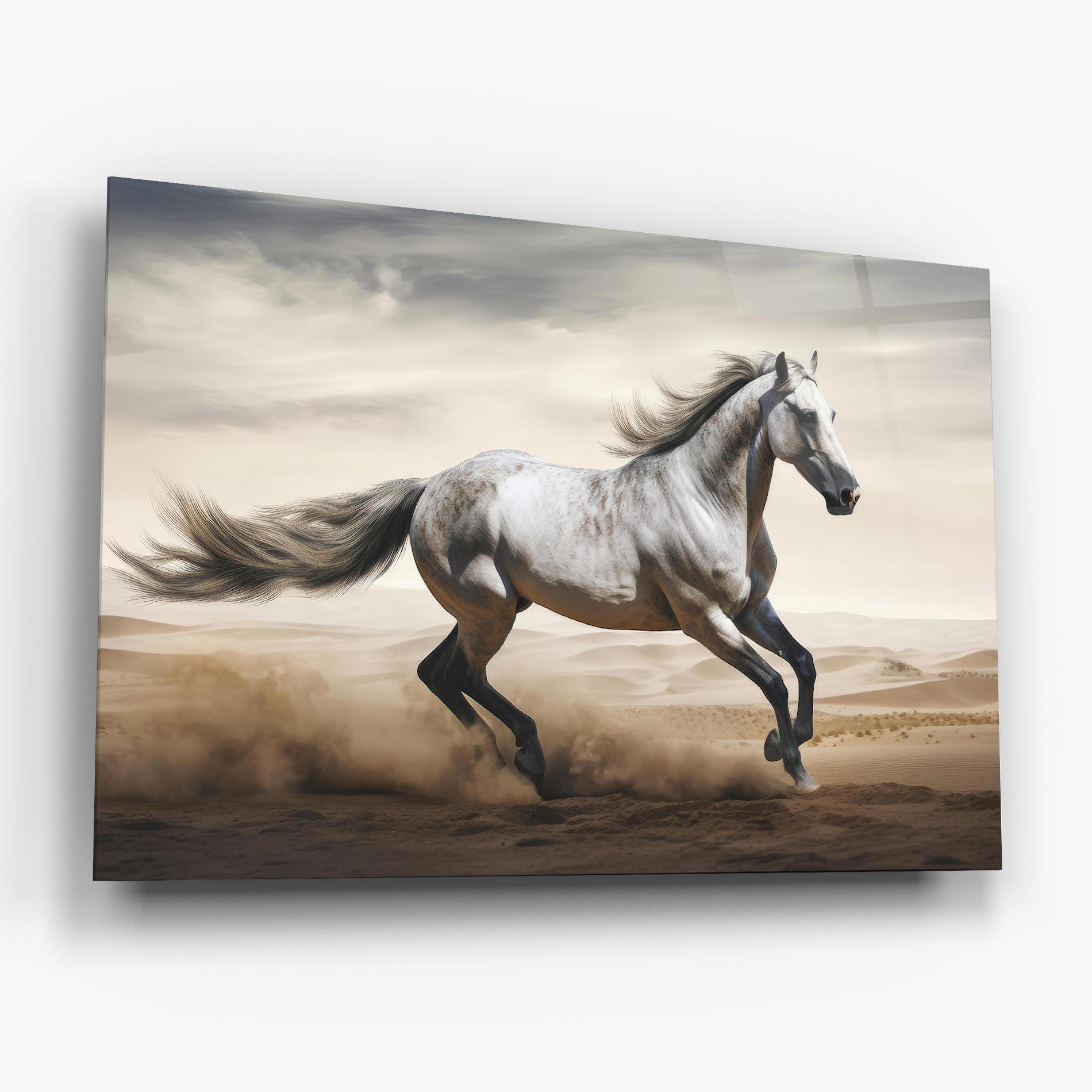 Tablou Sticla Desert Horse Galloping mockup 6