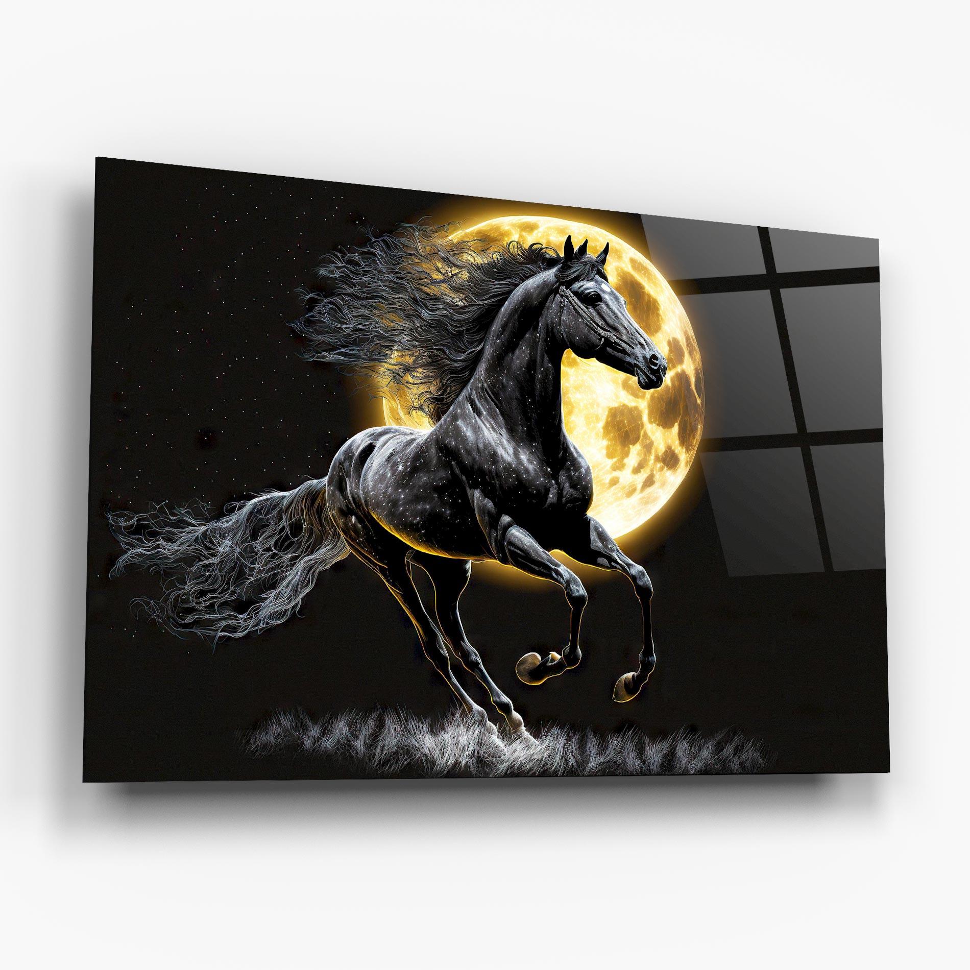 Tablou Sticla Gold Moon Horse mockup 6