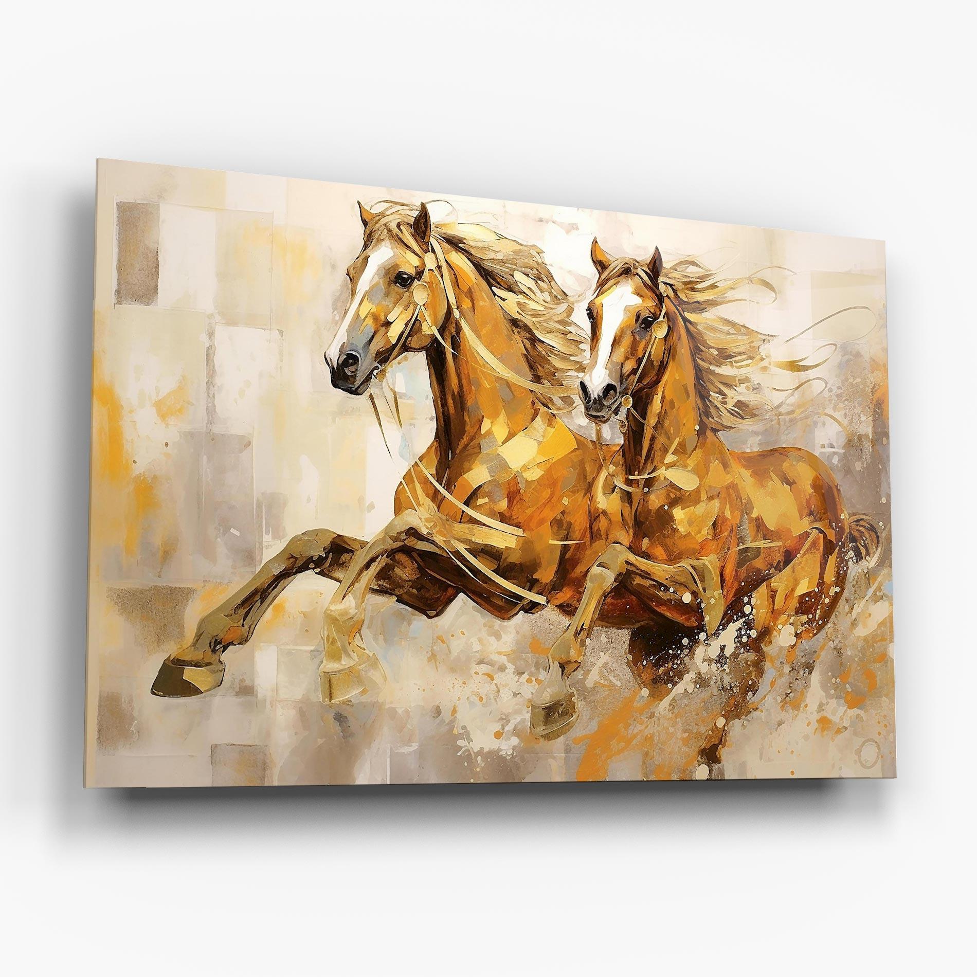 Tablou Sticla Light Brown Horses Running mockup 6
