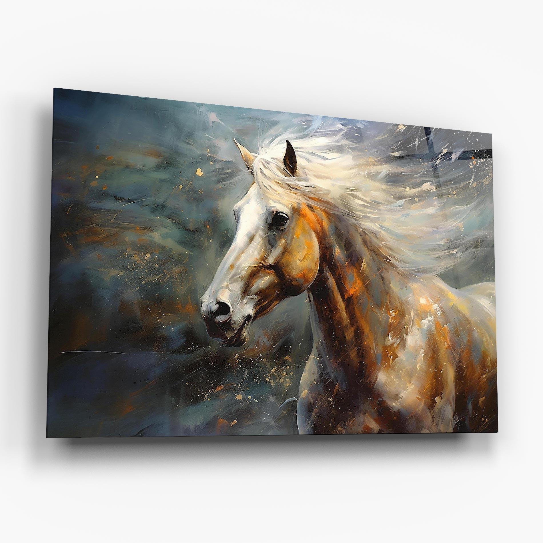 Tablou Sticla White Hair Horse mockup 6