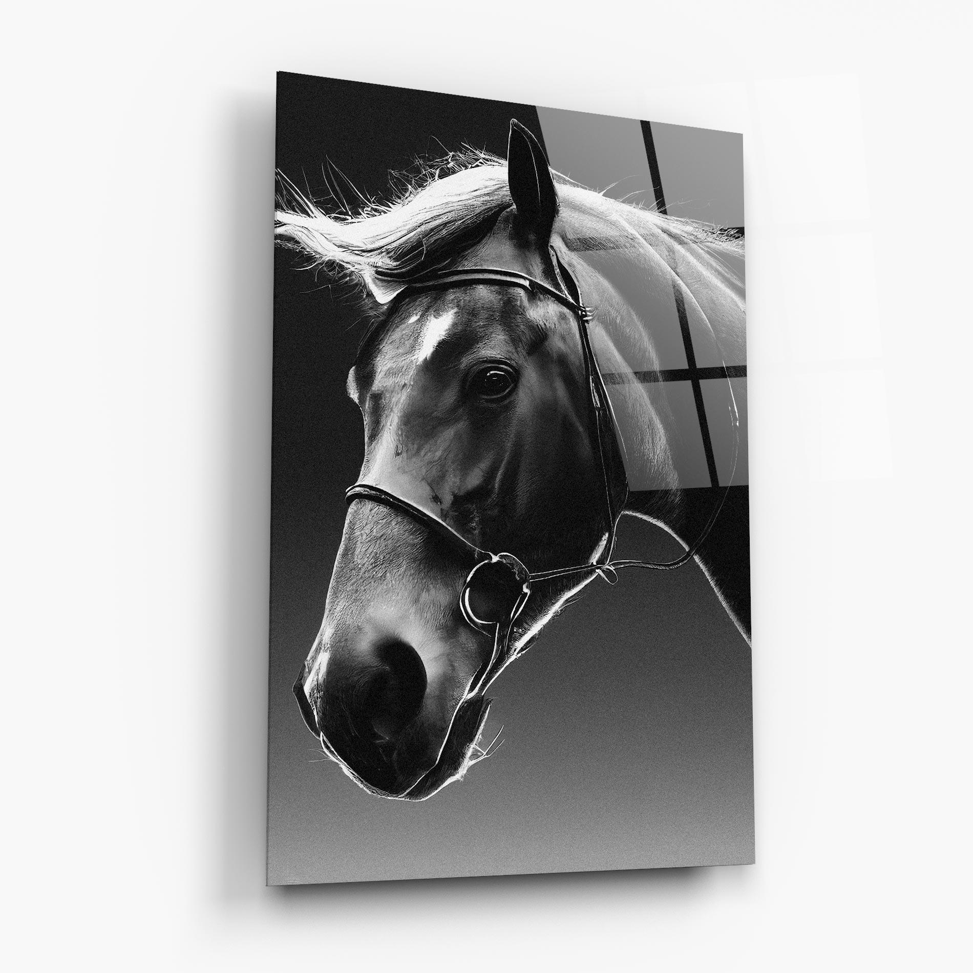 Tablou Sticla Black Horse Profile mockup 6