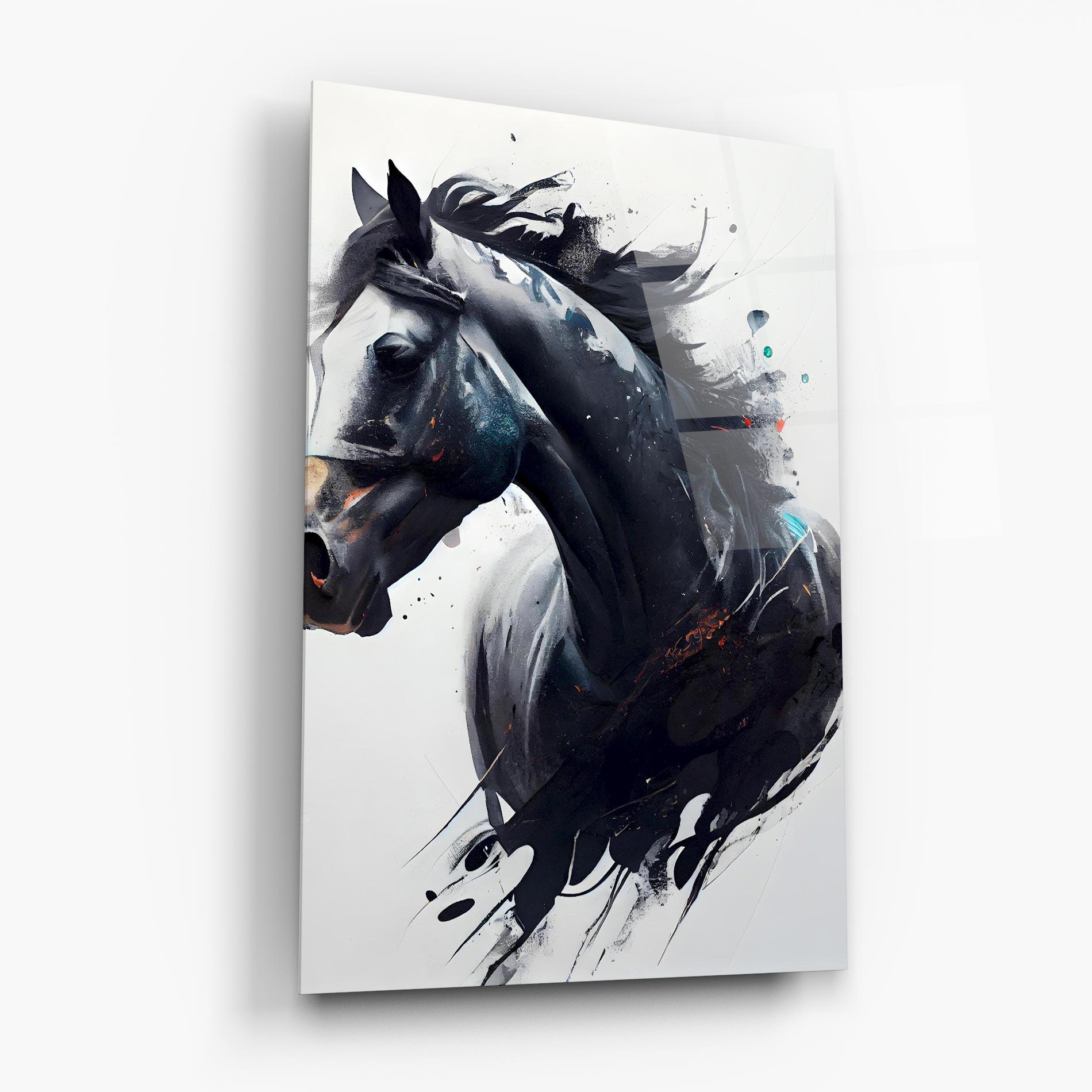 Tablou Sticla Black Paint Horse mockup 6