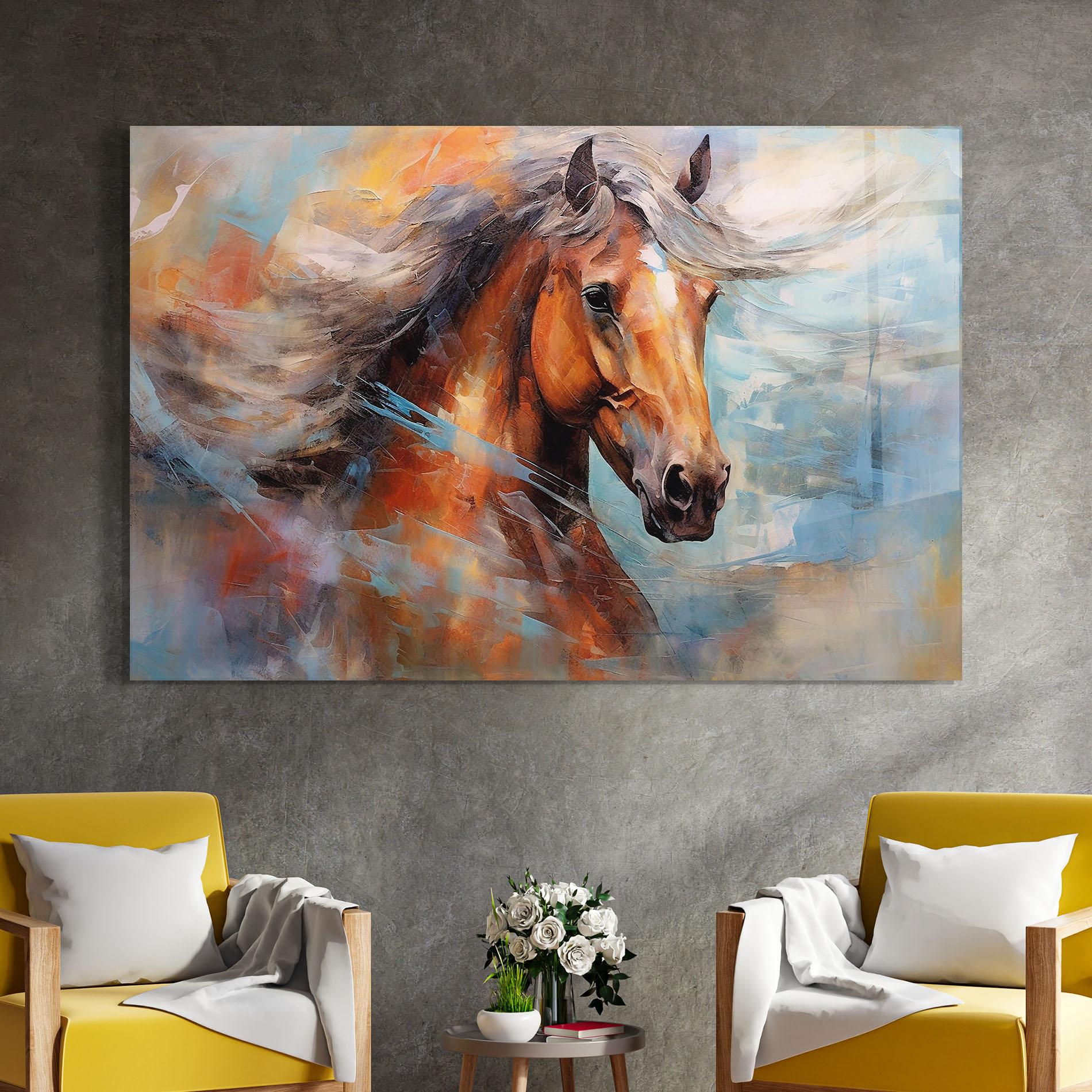 Tablou Sticla Beautiful Brown Horse mockup 4