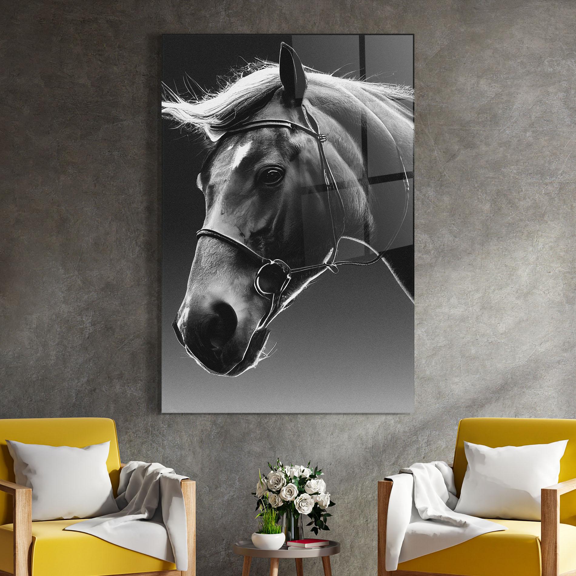 Tablou Sticla Black Horse Profile mockup 4