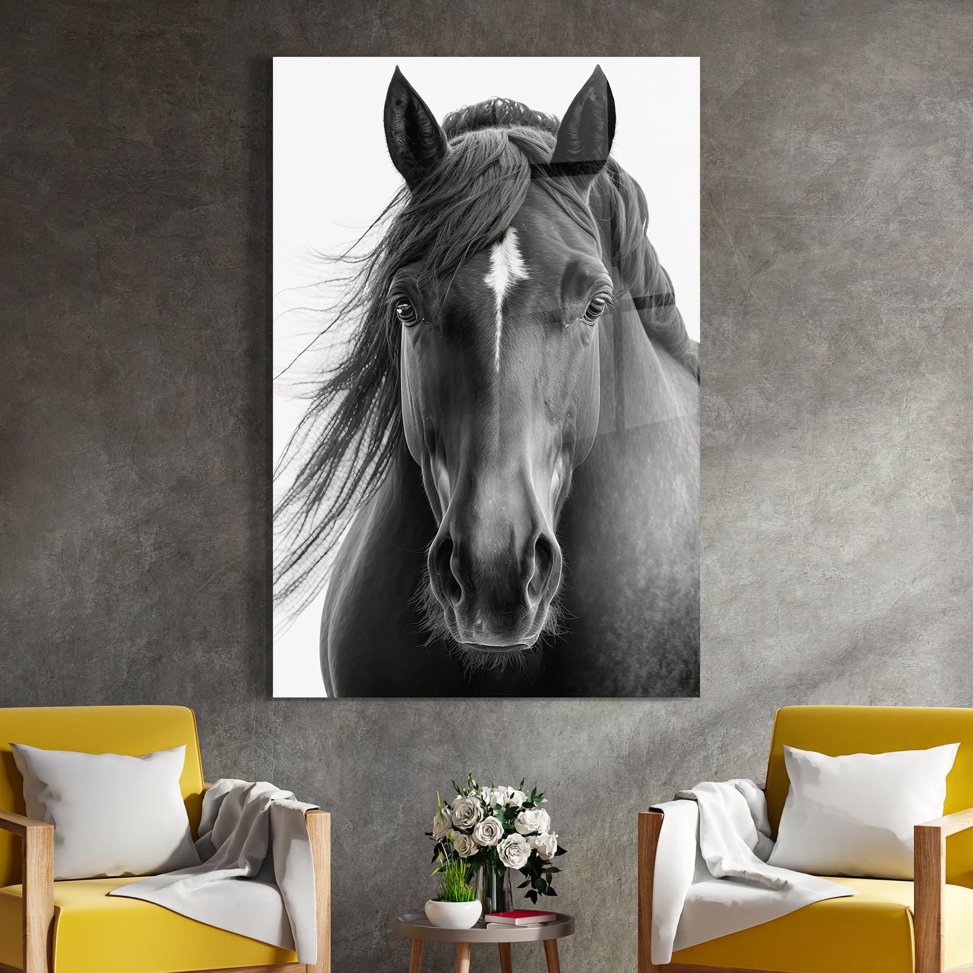 Tablou Sticla Close Up Horse mockup 4