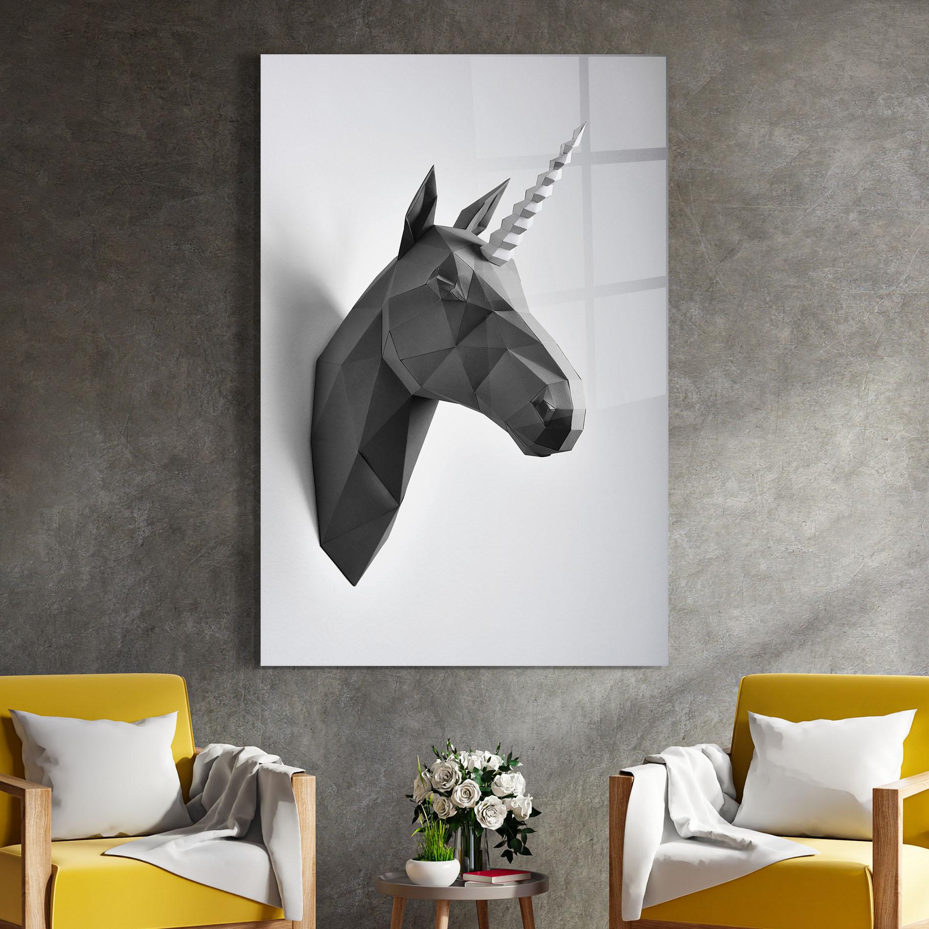 Tablou Sticla Geometrical Unicorn mockup 4